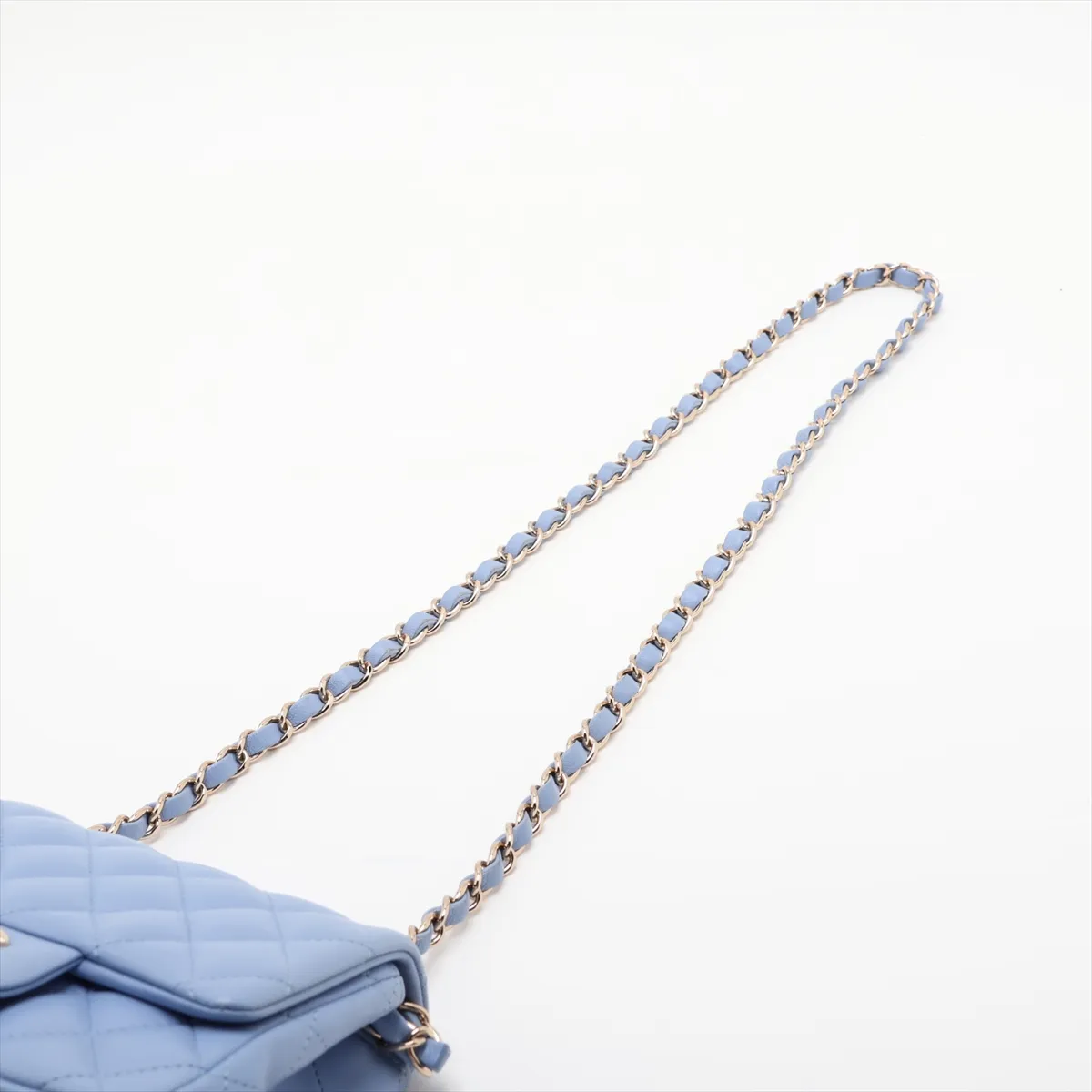 Mini Matelassé 17 Lambskin Single Flap Single Chain Bag, Blue with Gold Hardware, 30755210 (Serial Number in the 30s, A35200) — view 5