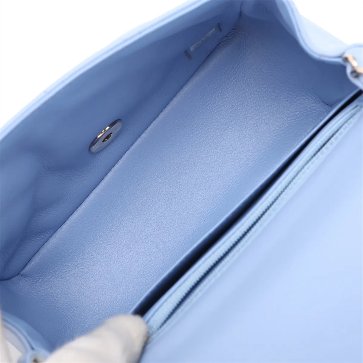 Mini Matelassé 17 Lambskin Single Flap Single Chain Bag, Blue with Gold Hardware, 30755210 (Serial Number in the 30s, A35200) — view 6