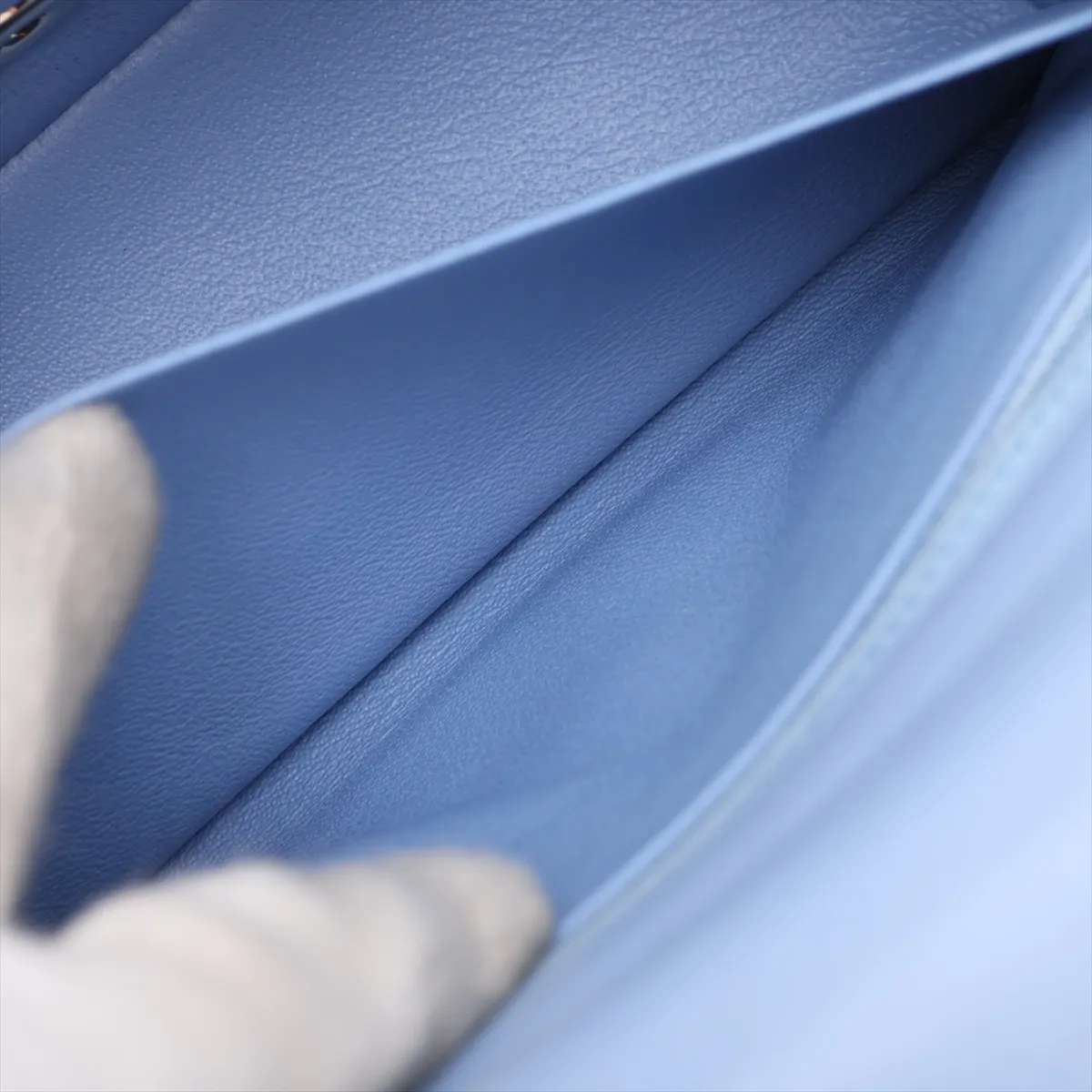 Mini Matelassé 17 Lambskin Single Flap Single Chain Bag, Blue with Gold Hardware, 30755210 (Serial Number in the 30s, A35200) — view 7