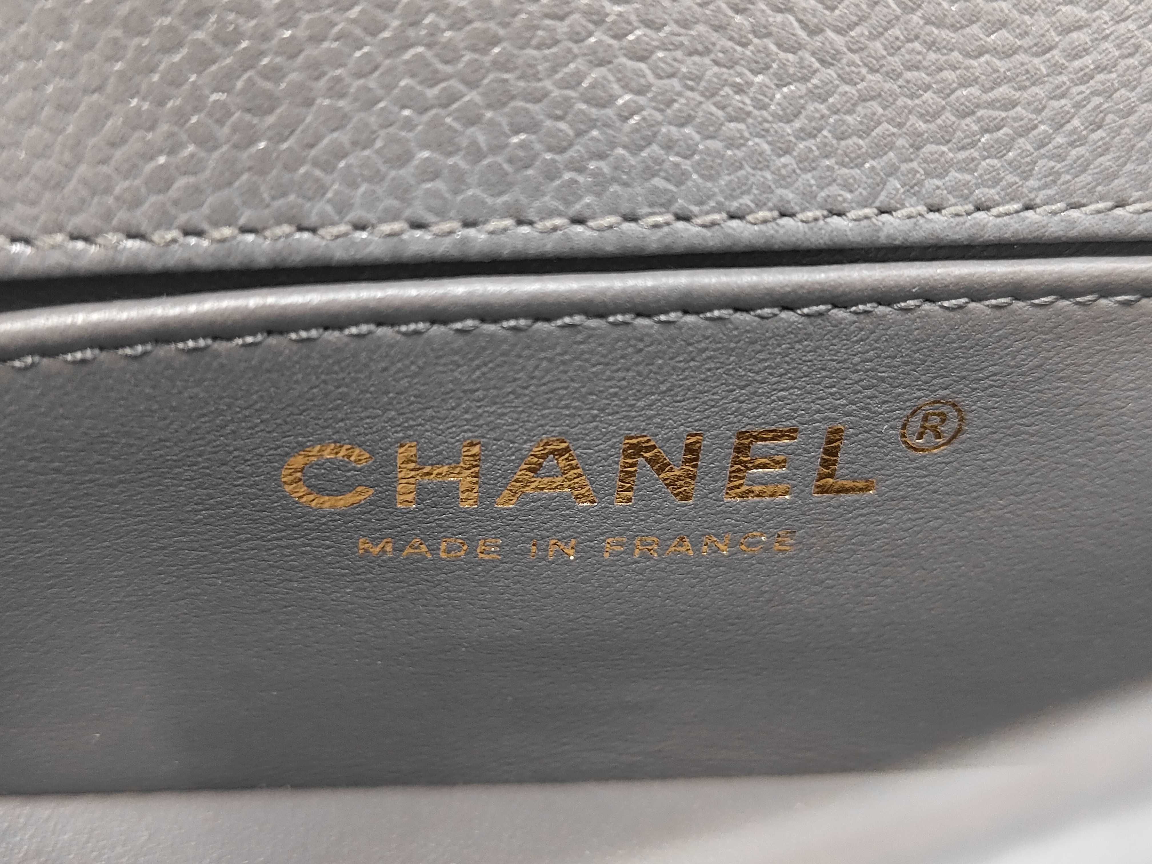 Boy Chanel Mini Matelassé Caviar Skin Grey Serial Plate Shoulder Bag — view 14