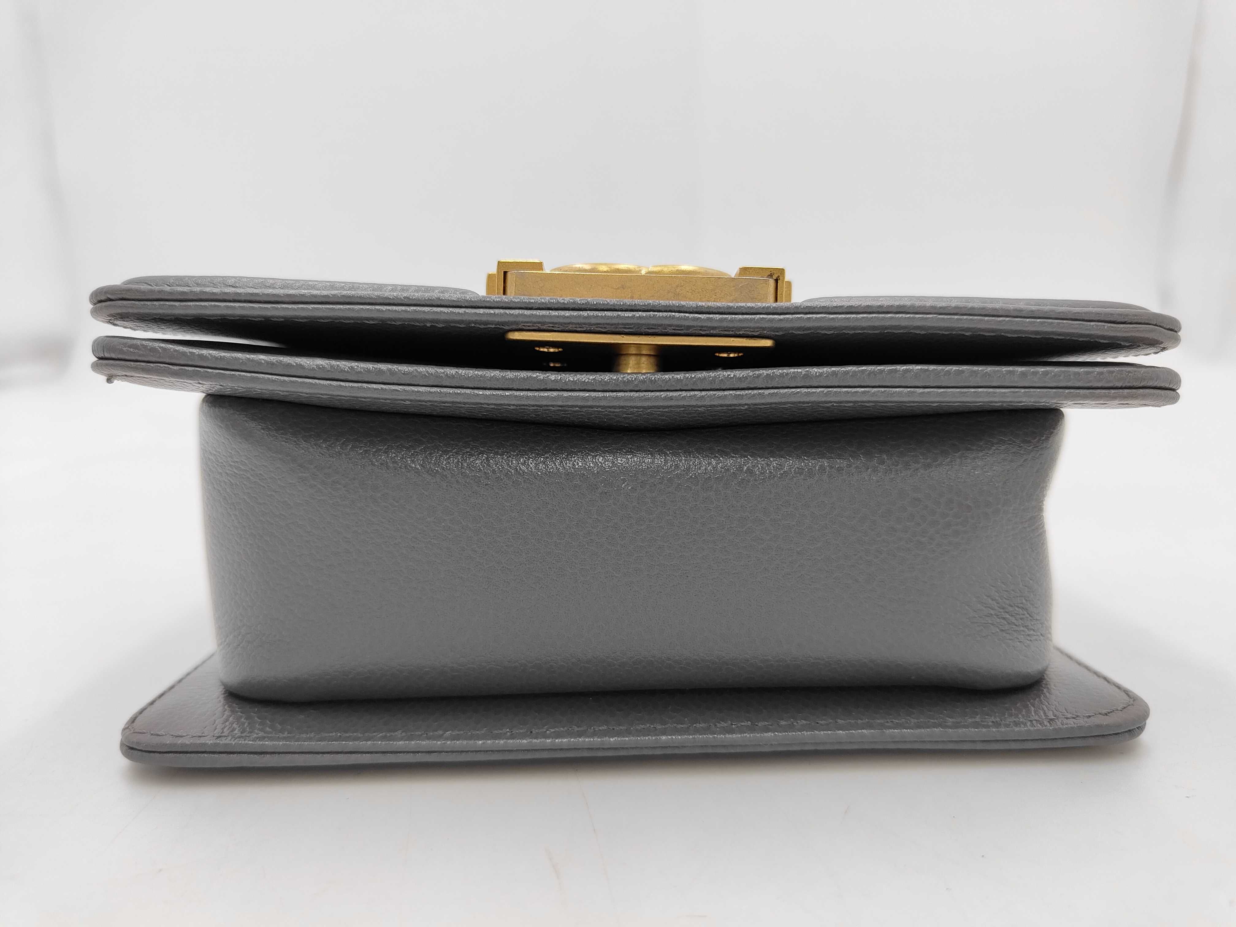 Boy Chanel Mini Matelassé Caviar Skin Grey Serial Plate Shoulder Bag — view 3