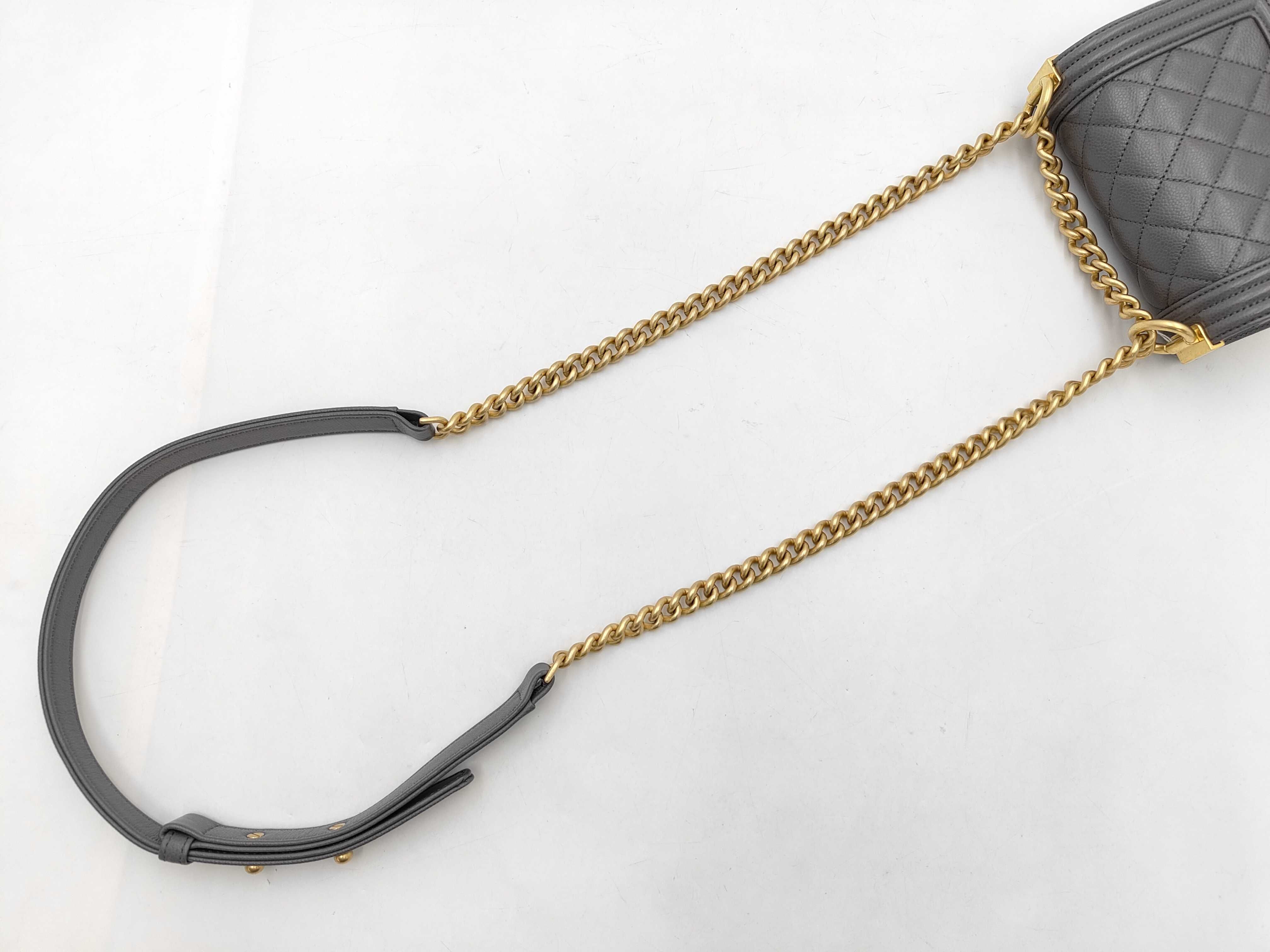 Boy Chanel Mini Matelassé Caviar Skin Grey Serial Plate Shoulder Bag — view 5