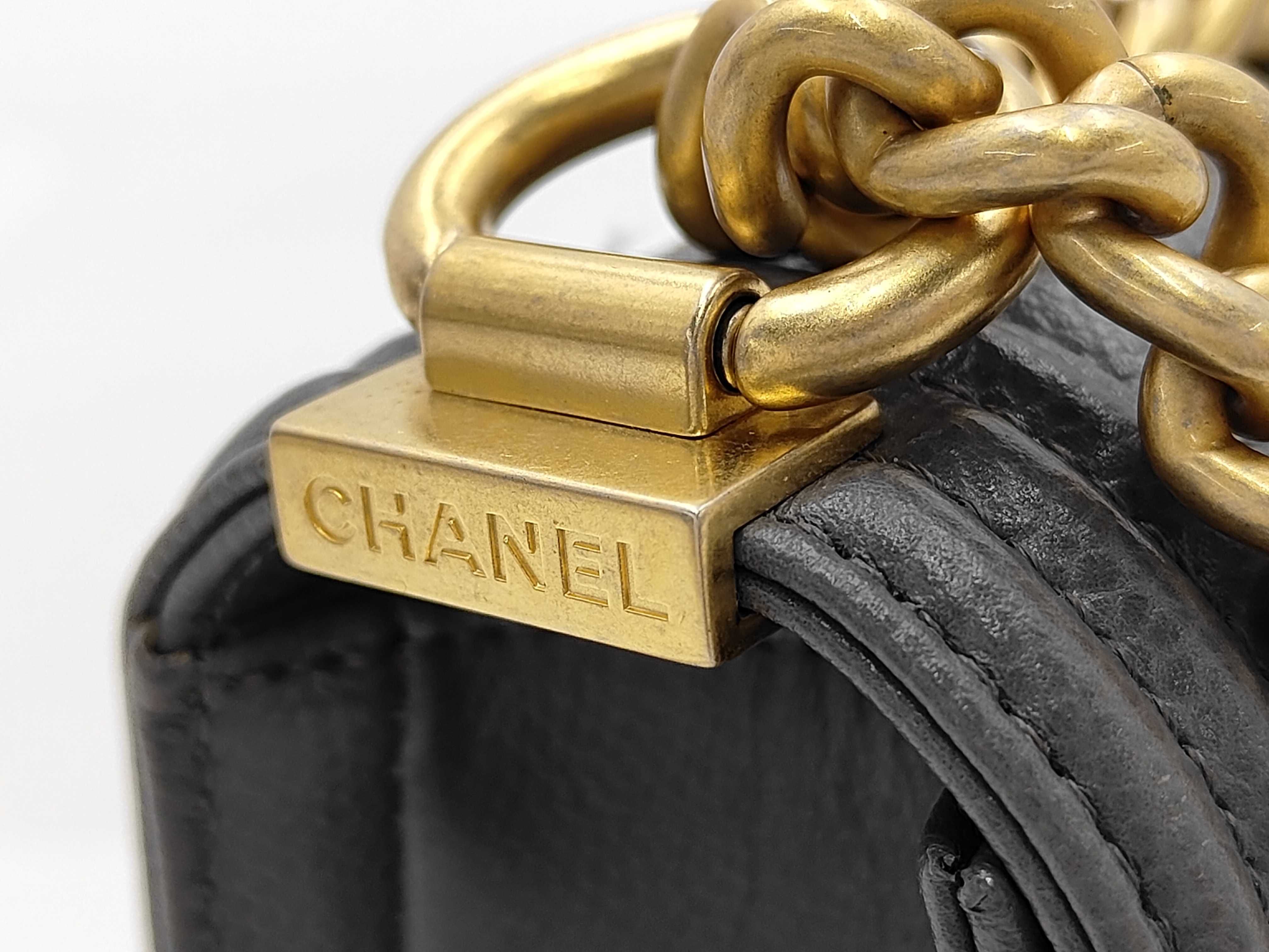 Boy Chanel Mini Matelassé Caviar Skin Grey Serial Plate Shoulder Bag — view 9