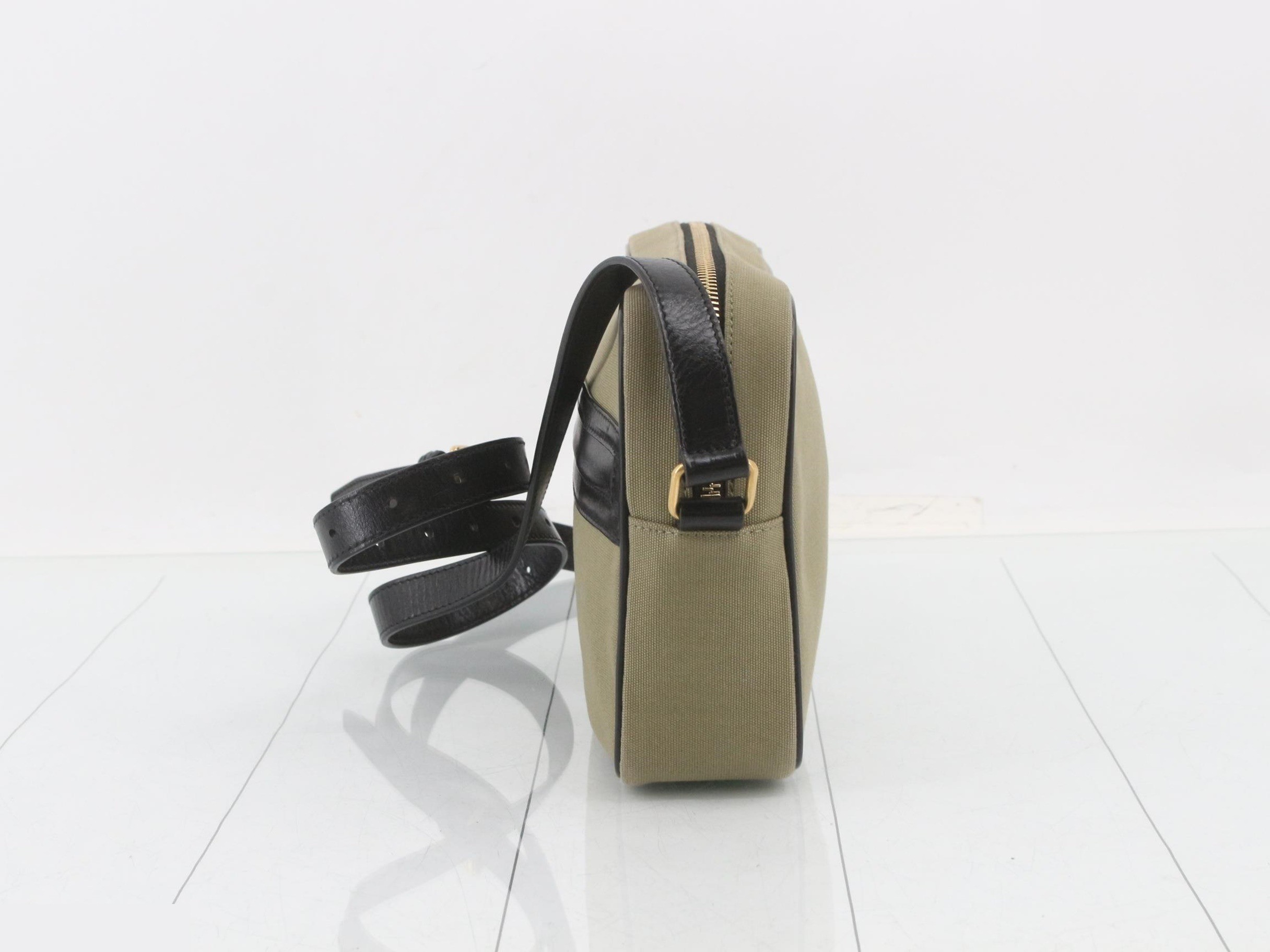 Camp Canvas/Leather Shoulder Bag, Green — view 3