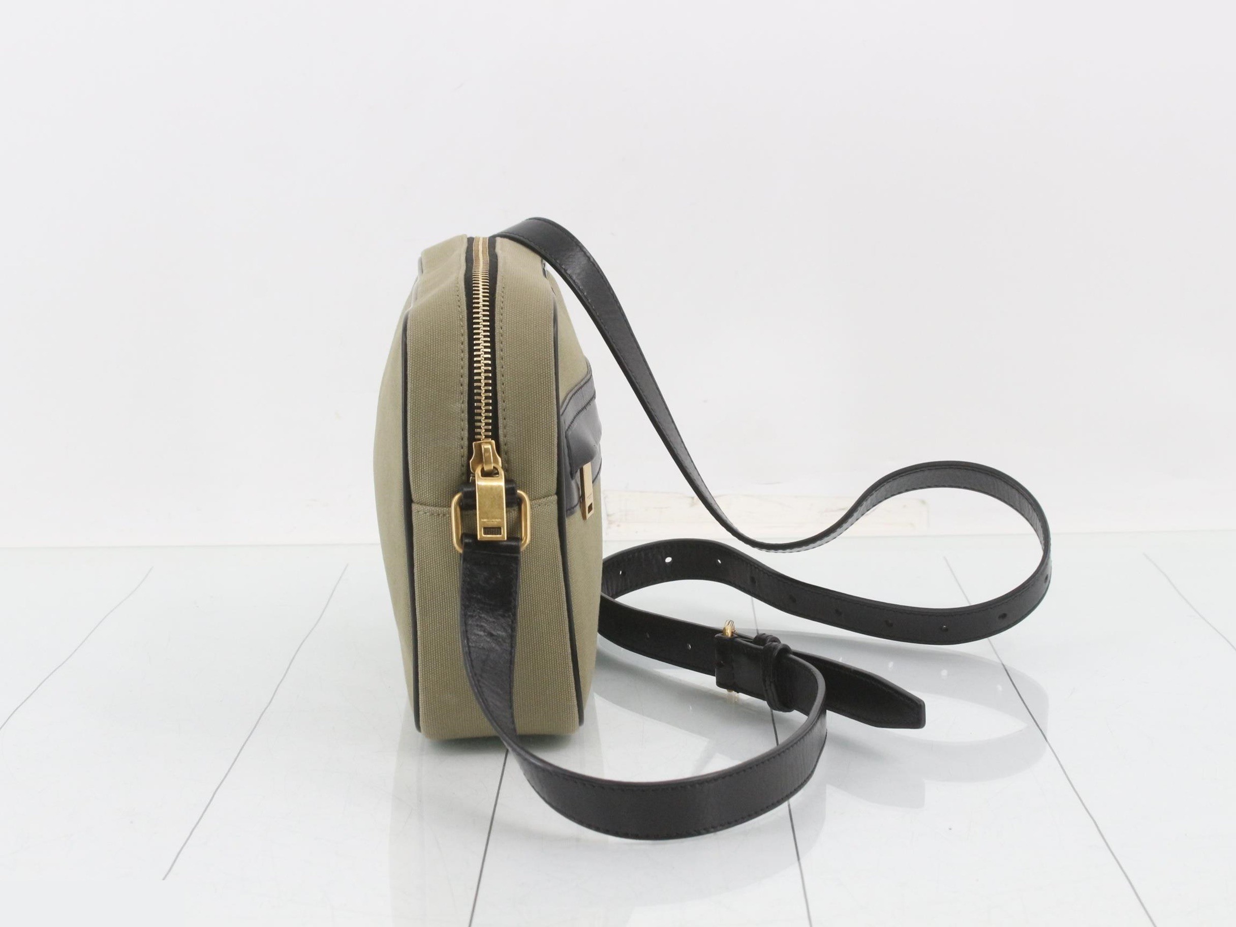 Camp Canvas/Leather Shoulder Bag, Green — view 4