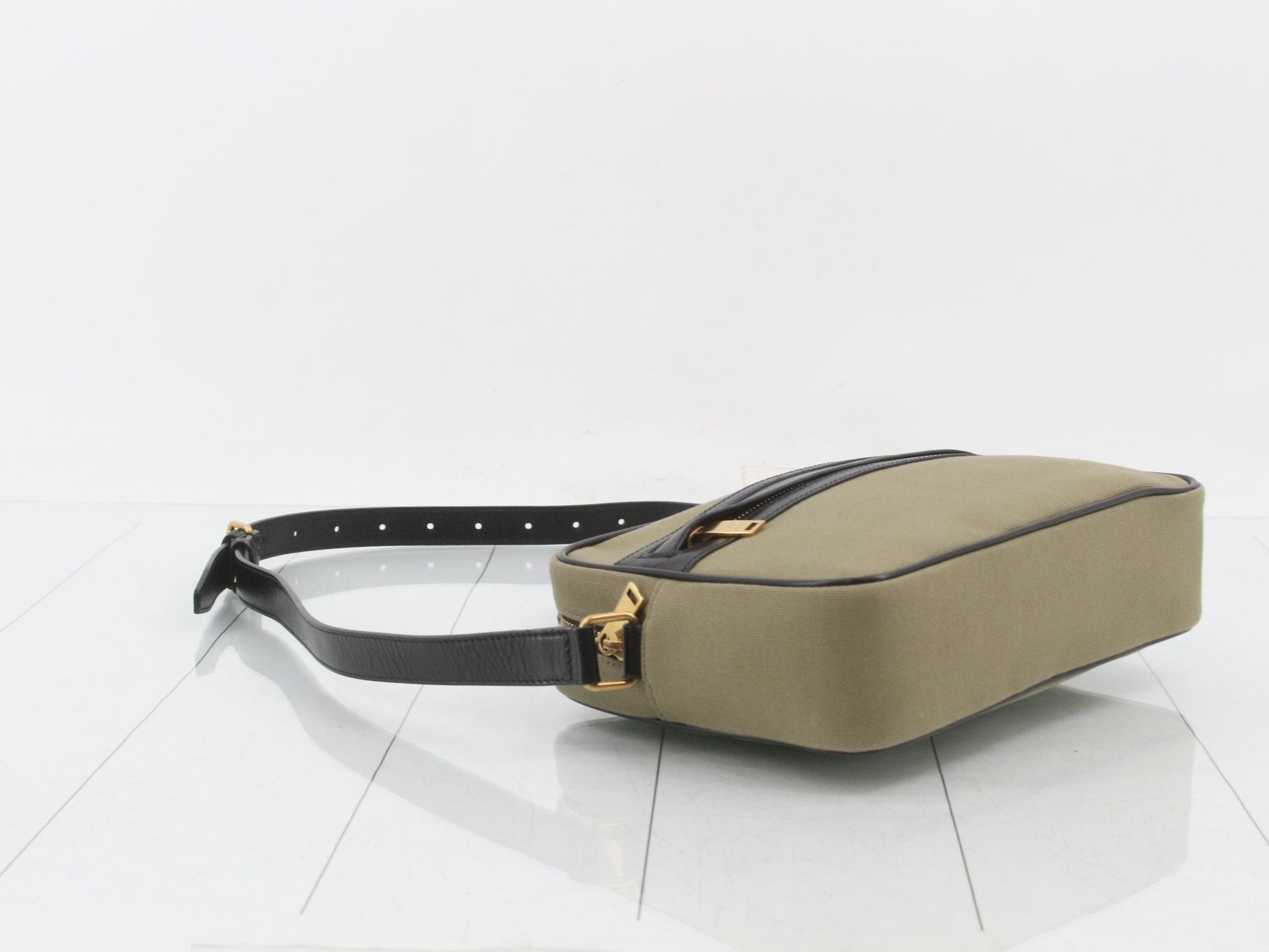 Camp Canvas/Leather Shoulder Bag, Green — view 5