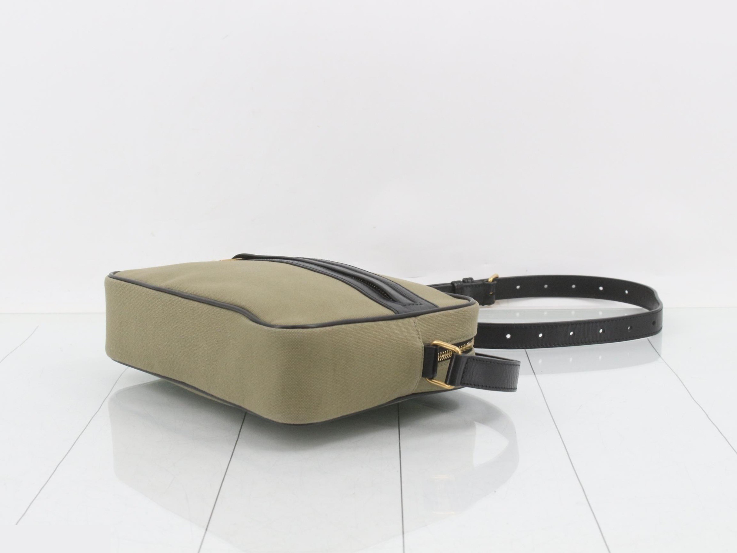 Camp Canvas/Leather Shoulder Bag, Green — view 6