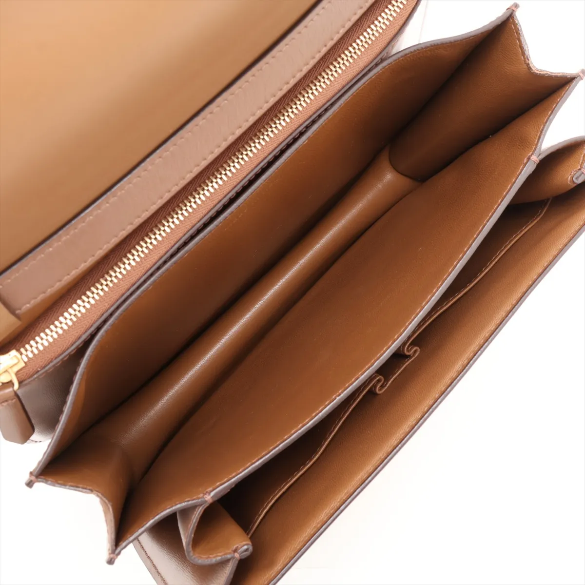 Classic Box Leather Shoulder Bag, Brown — view 7