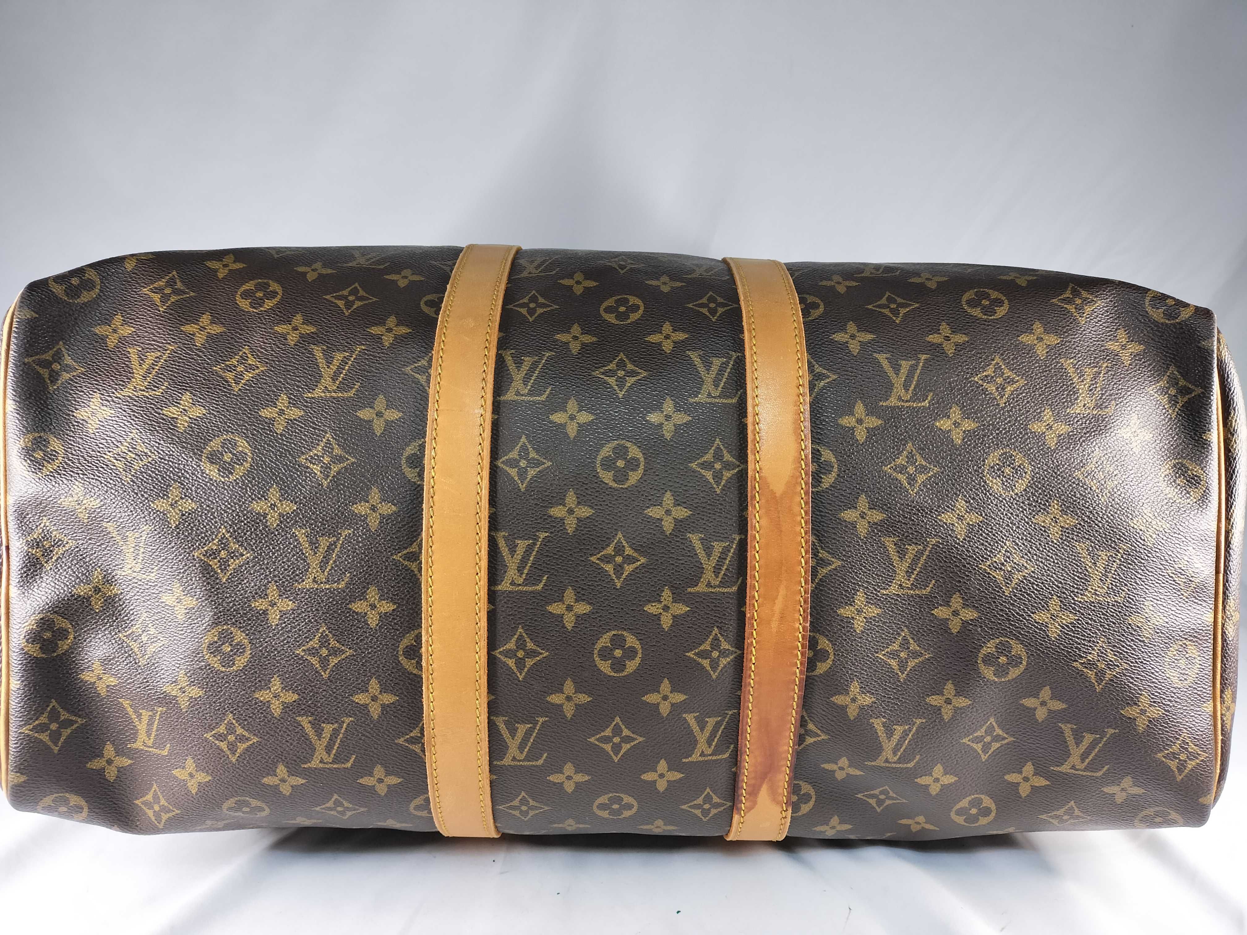 Monogram Keepall Bandoulière 55 M41414 SA852 Brown Boston Bag — view 8