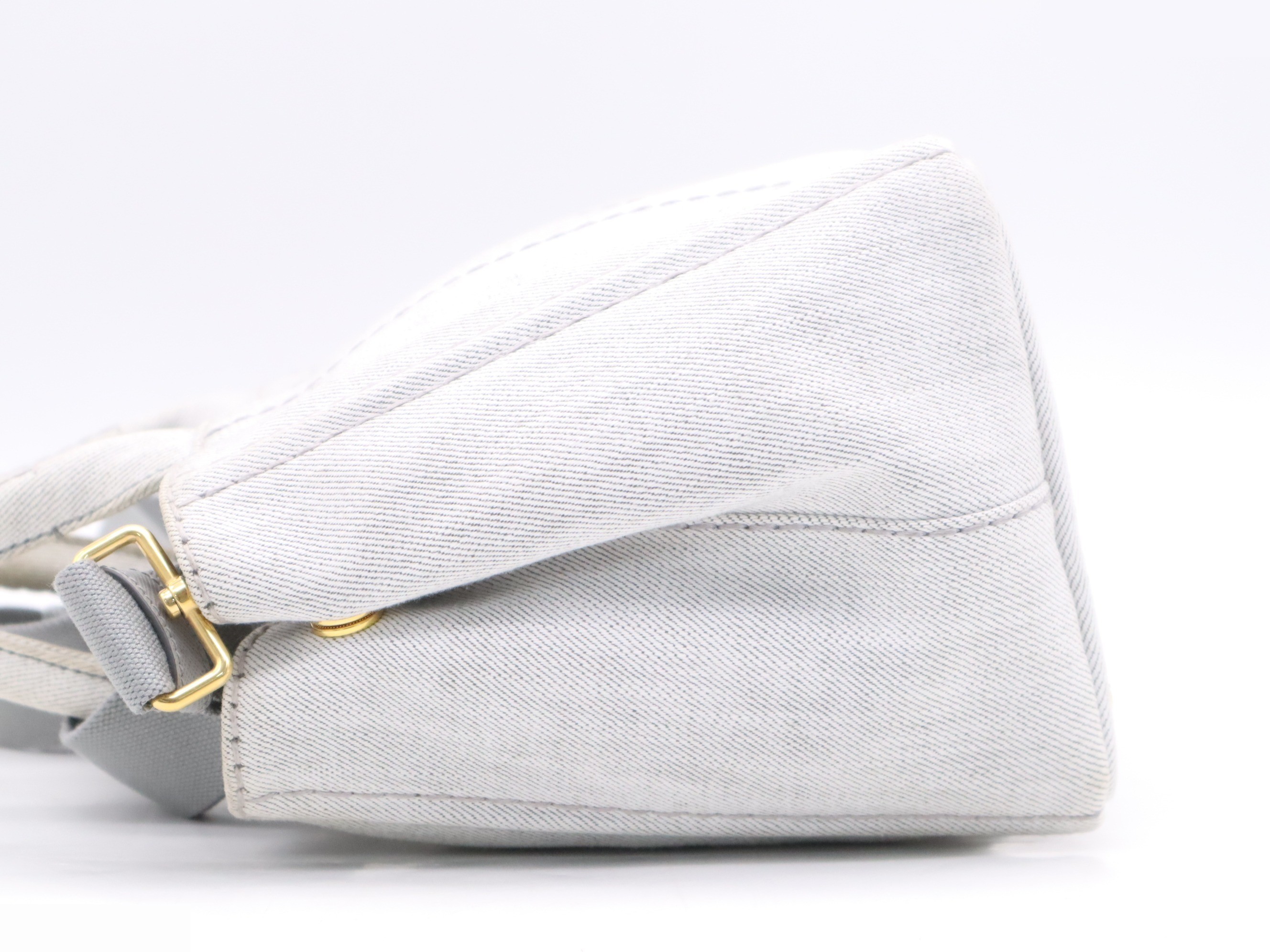 Denim Canapa Tote Bag MINI White with Gold Hardware — view 3