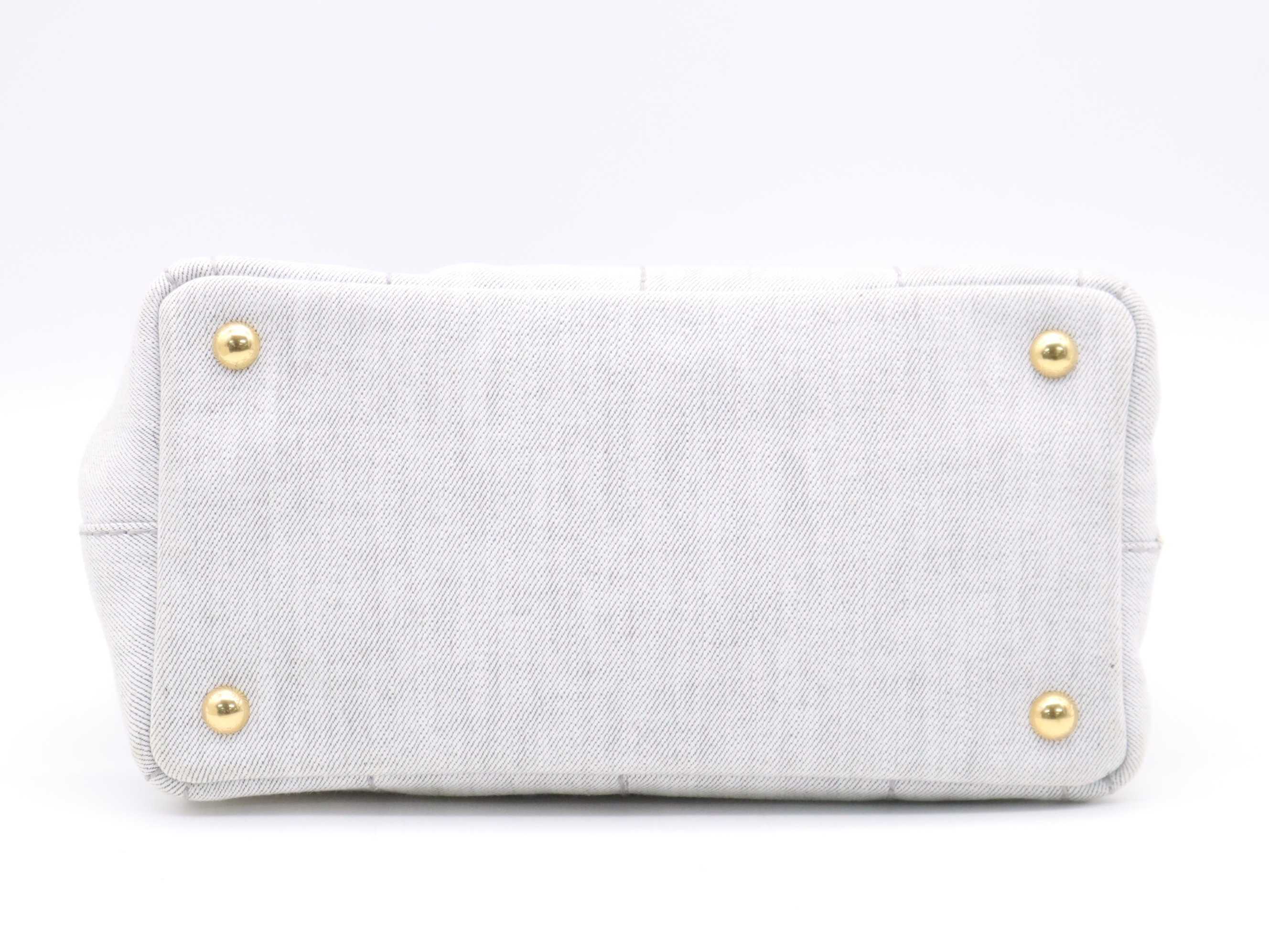 Denim Canapa Tote Bag MINI White with Gold Hardware — view 4
