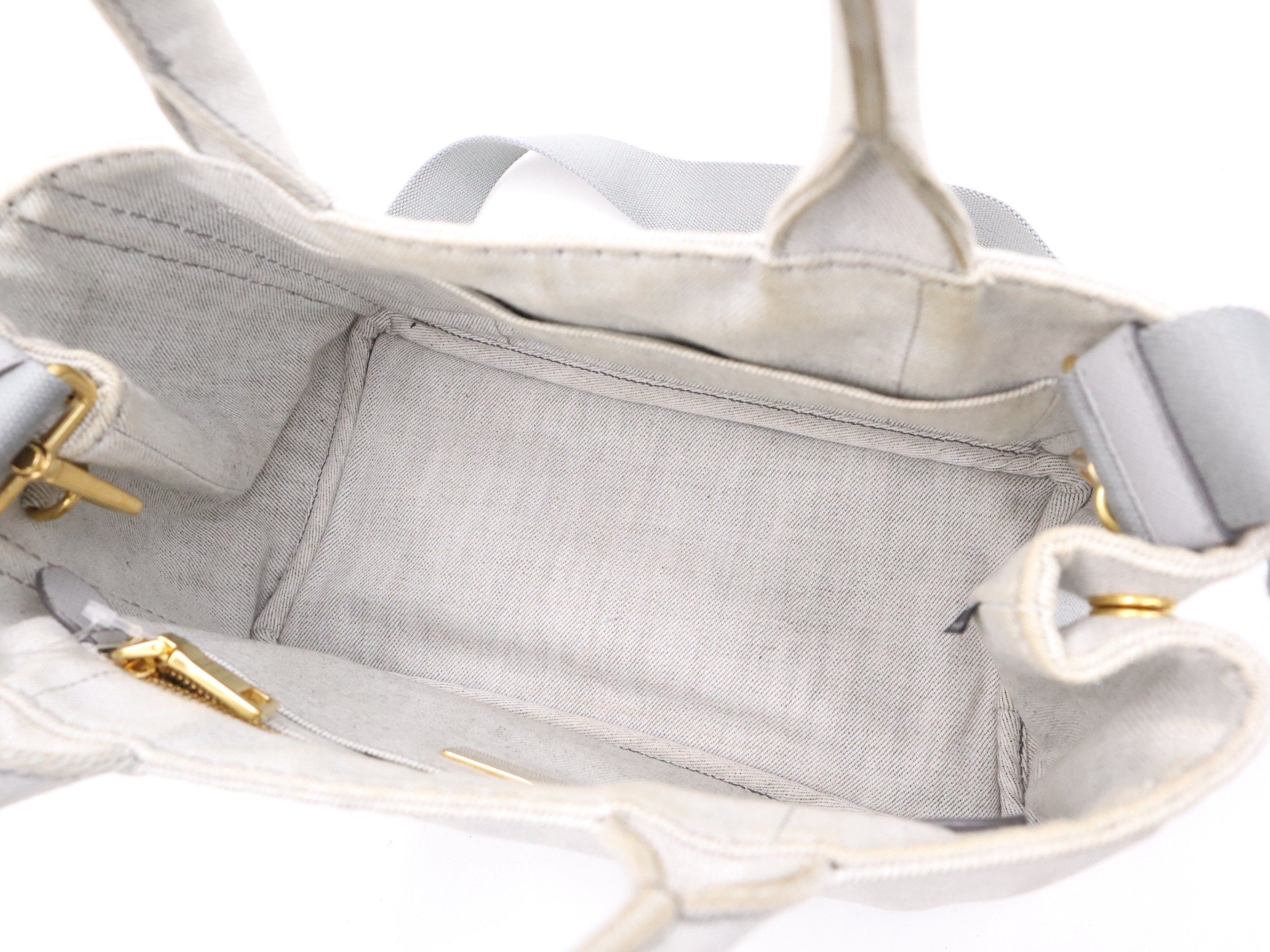Denim Canapa Tote Bag MINI White with Gold Hardware — view 7