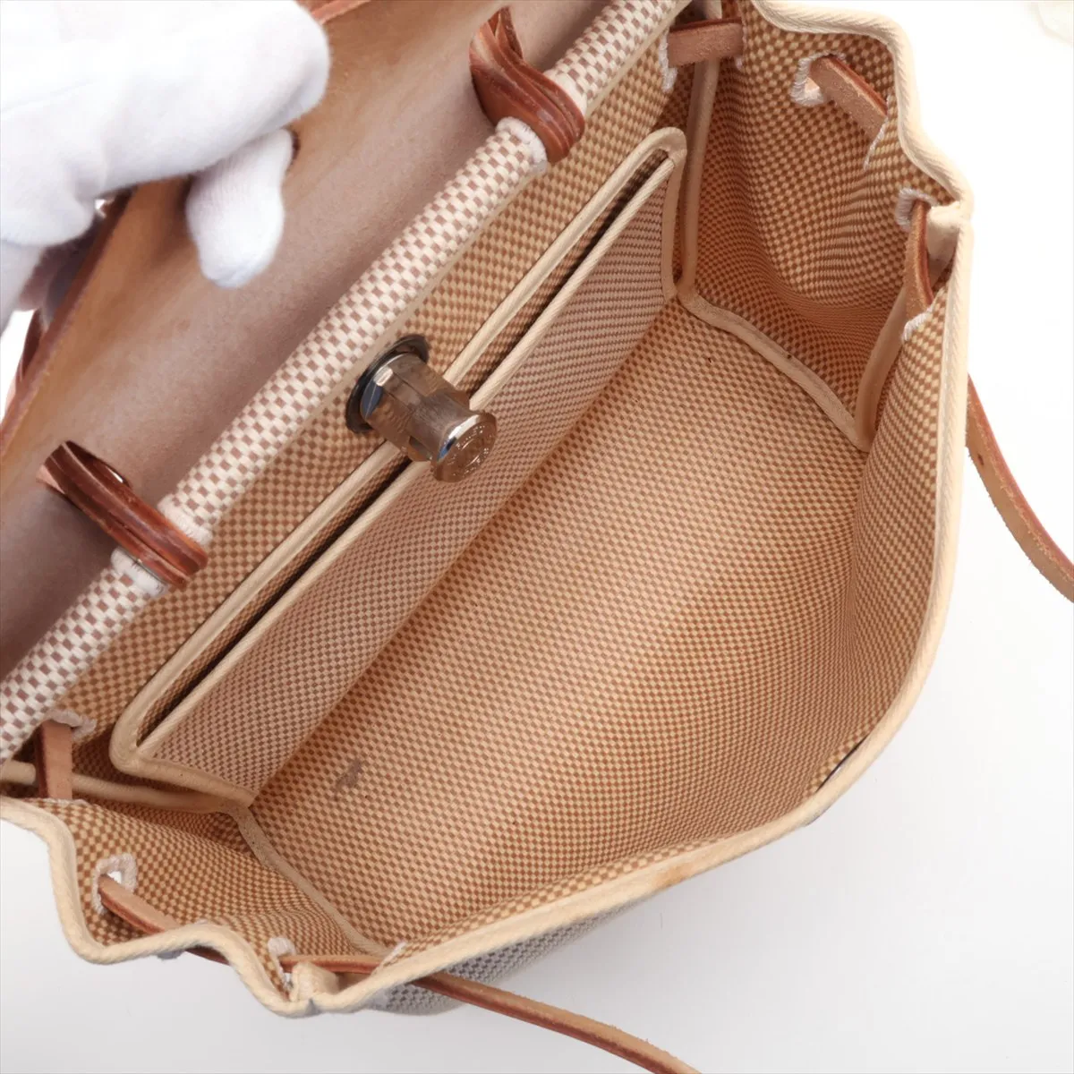 Herbag PM Toile GM x Vache Hunter Beige Silver Hardware G: 2003 With stopper — view 8