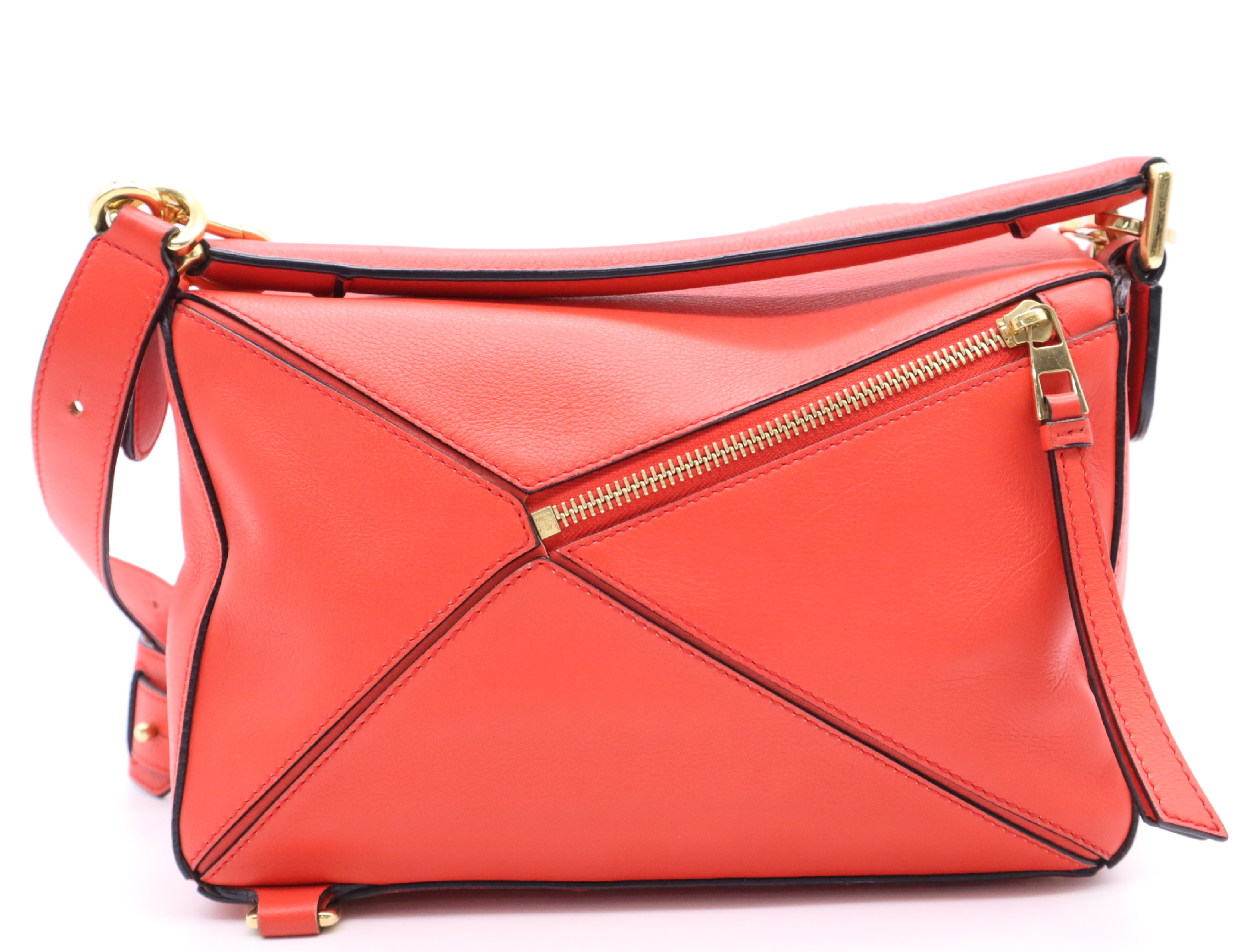 Leather Puzzle Bag Shoulder Bag Red with Shoulder Strap — view 2