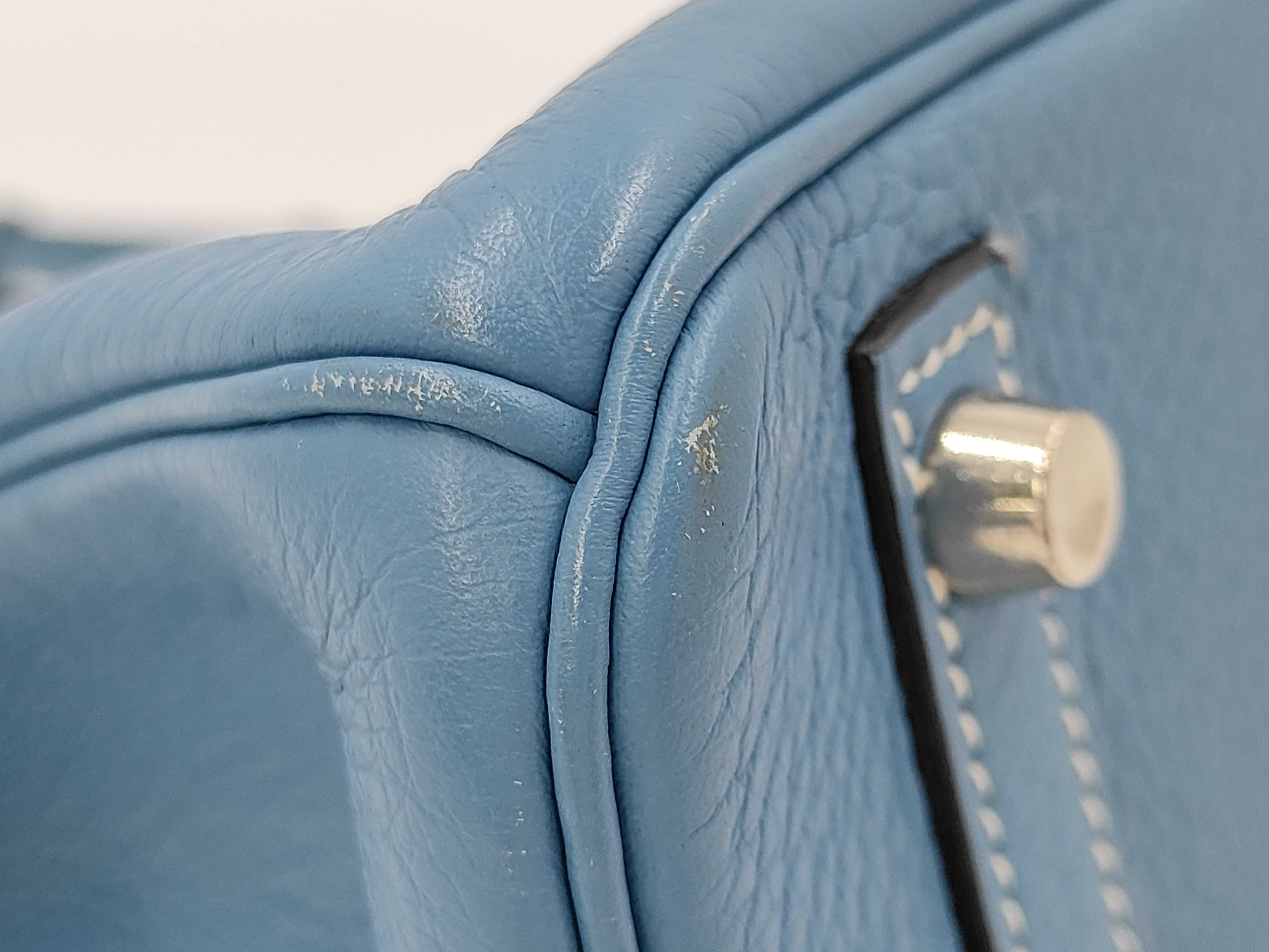 Birkin 30 Blue Jean Taurillon Clemence Silver hardware G engraved handbag — view 8