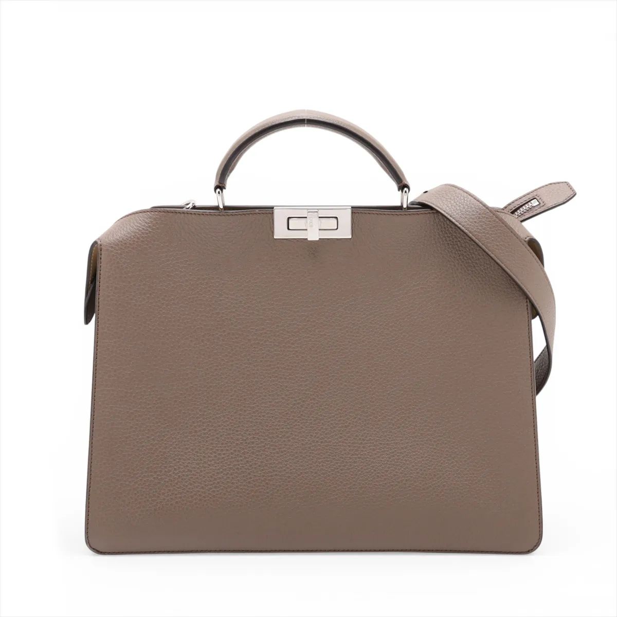 Peekaboo I.U Medium Leather 2-Way Handbag, Greige, 7VA529