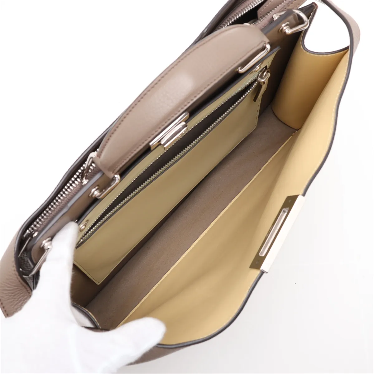 Peekaboo I.U Medium Leather 2-Way Handbag, Greige, 7VA529 — view 8