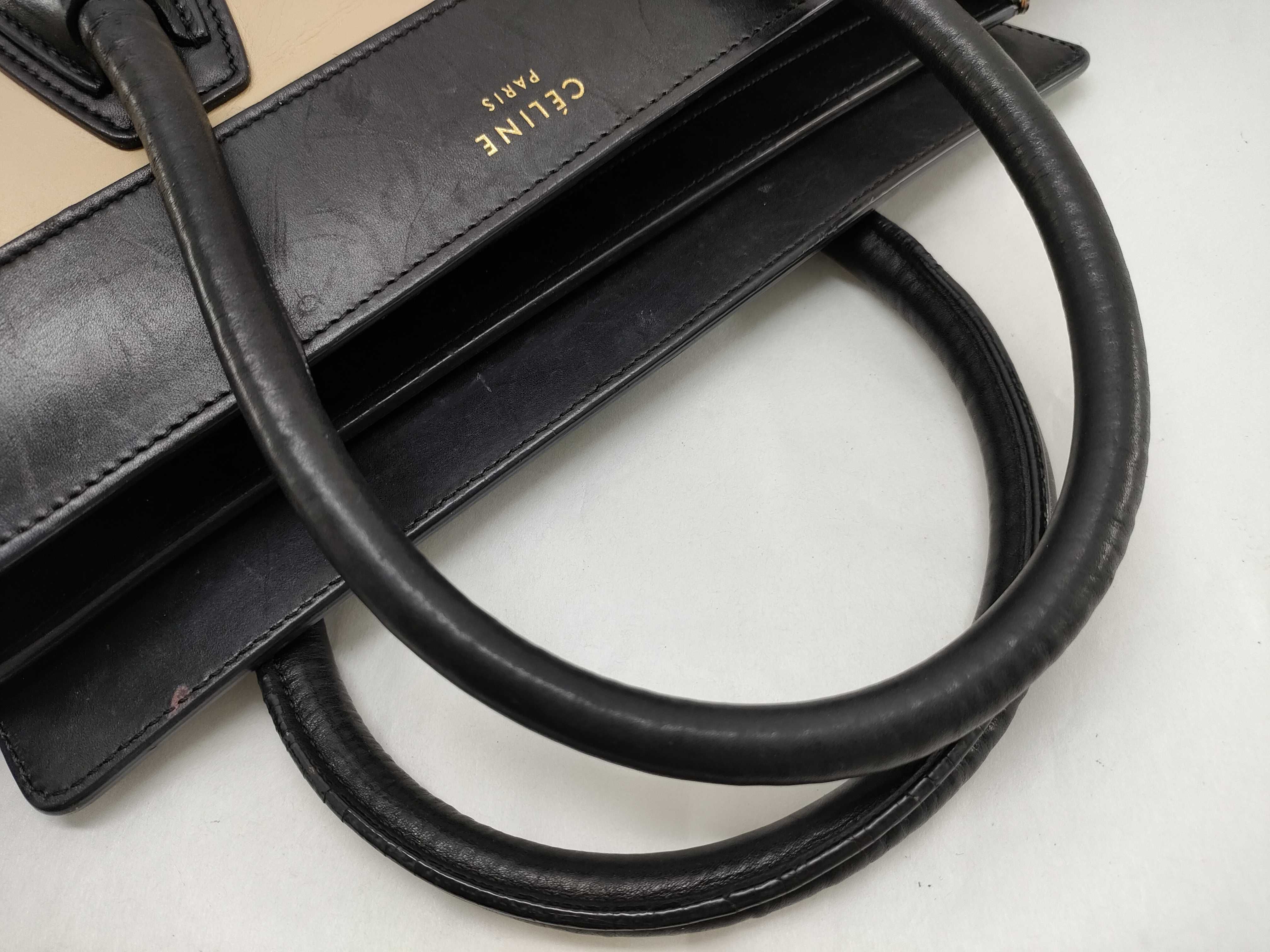 Micro Shopper Leather Handbag, Beige — view 3