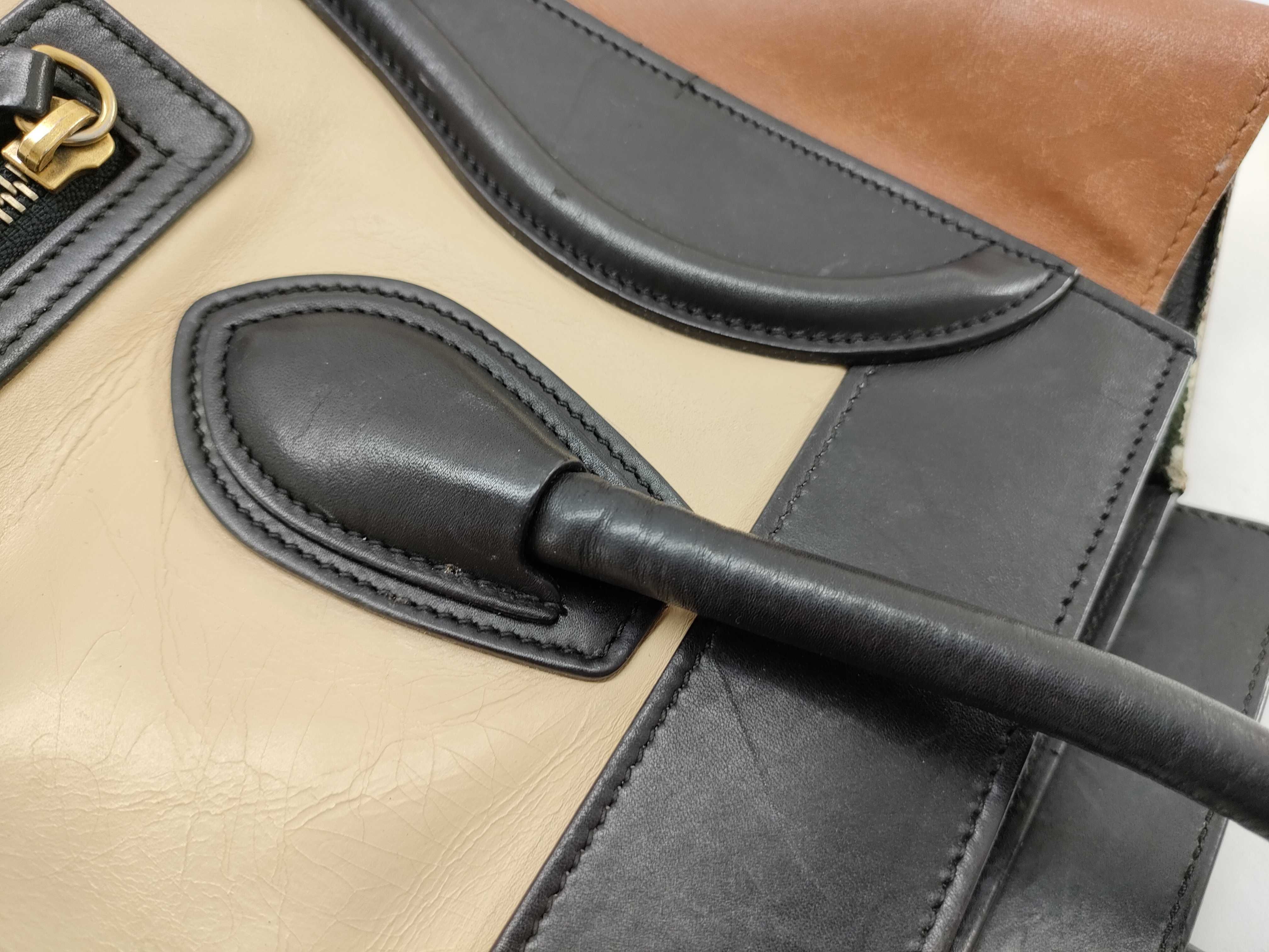 Micro Shopper Leather Handbag, Beige — view 5