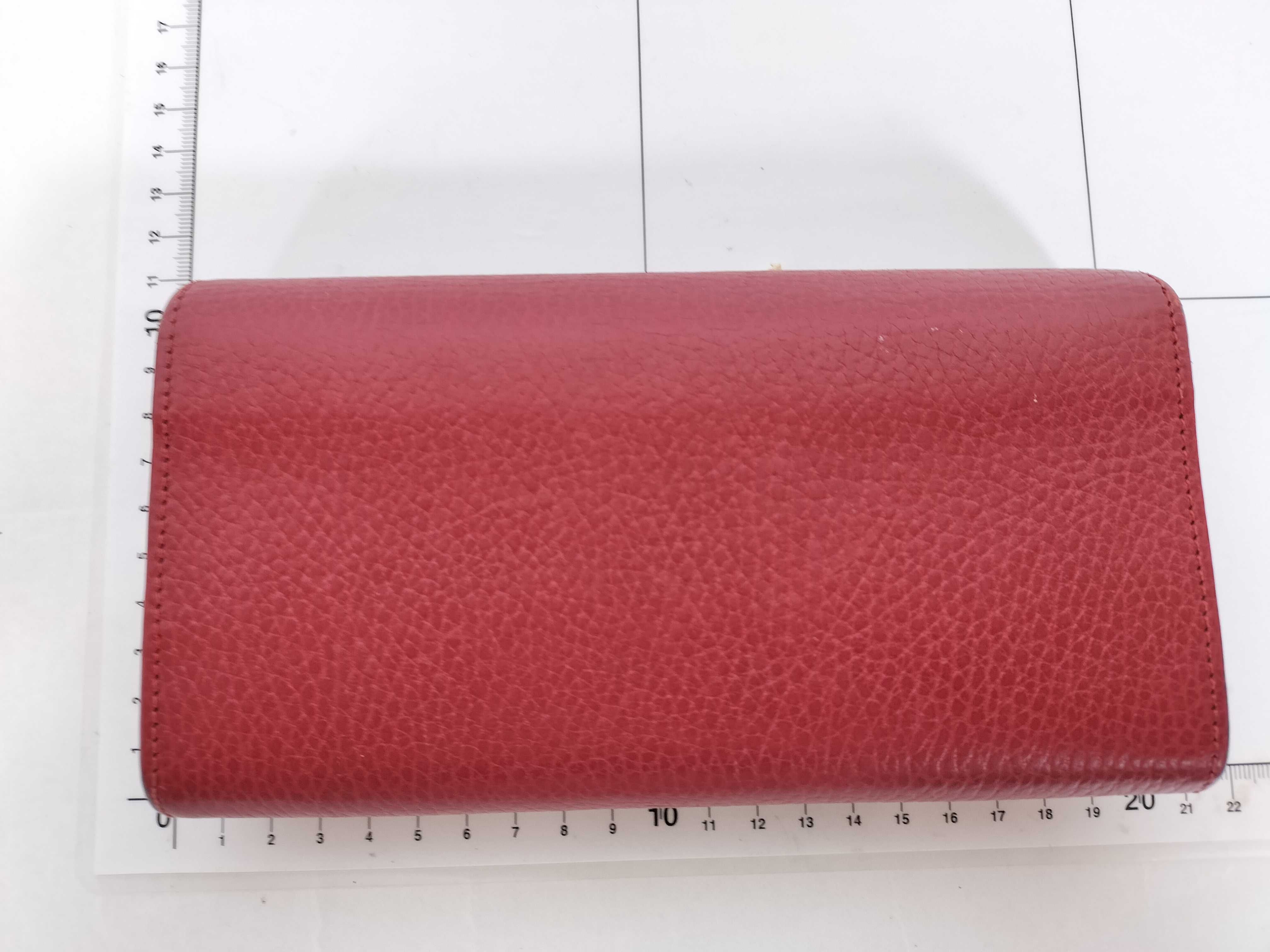 Leather Long Wallet, Red — view 2
