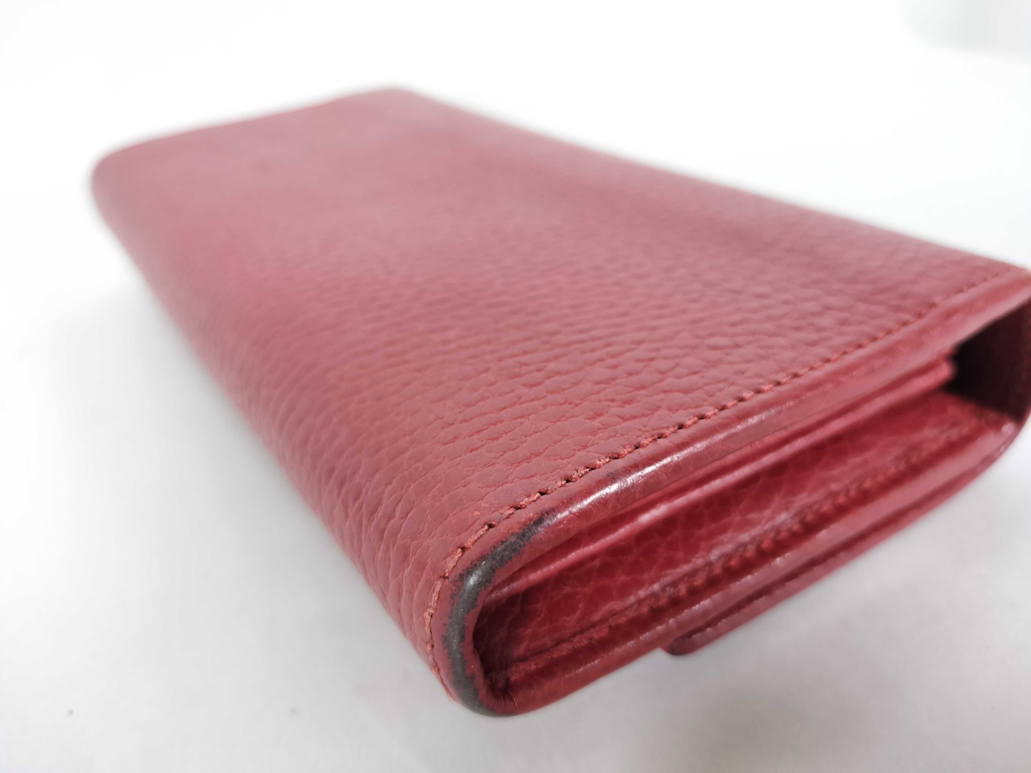 Leather Long Wallet, Red — view 3