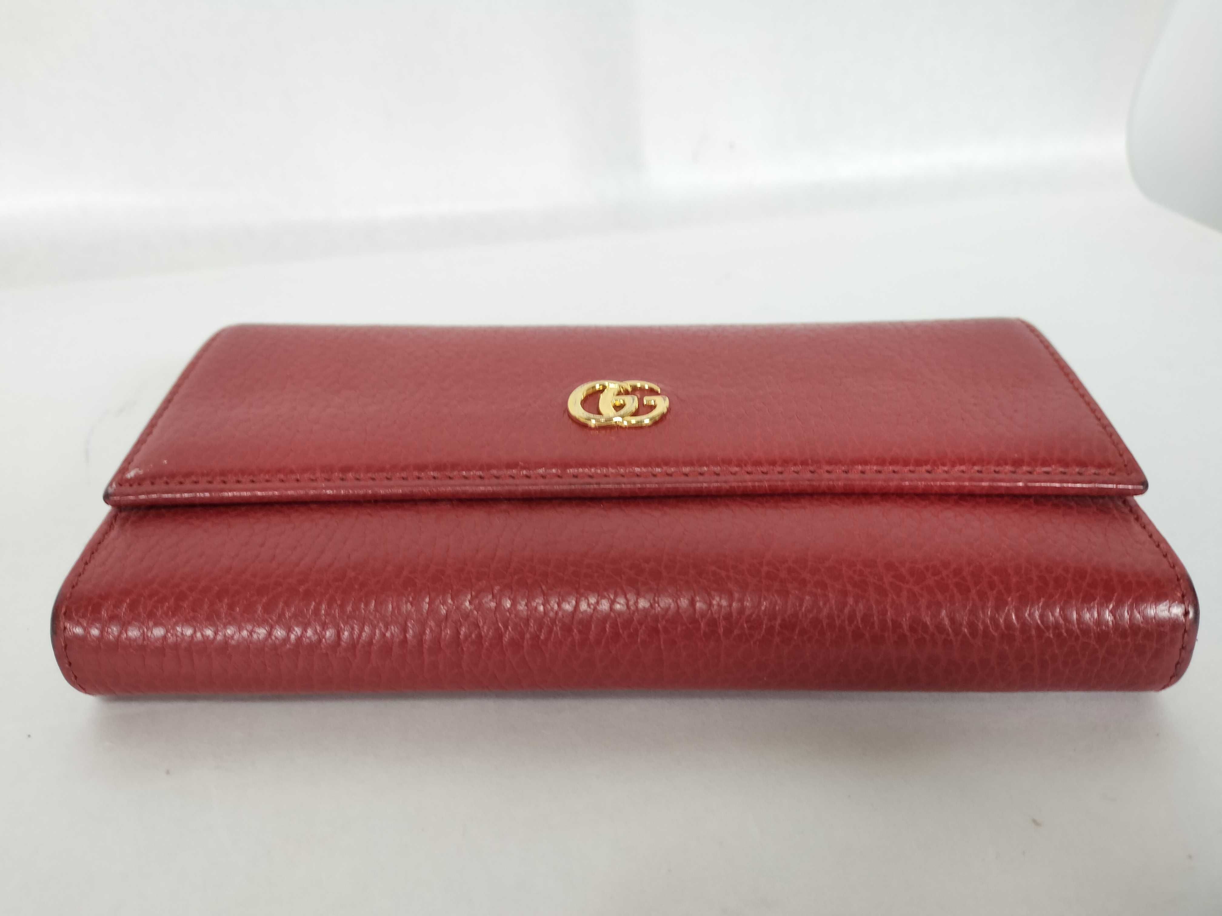 Leather Long Wallet, Red — view 4