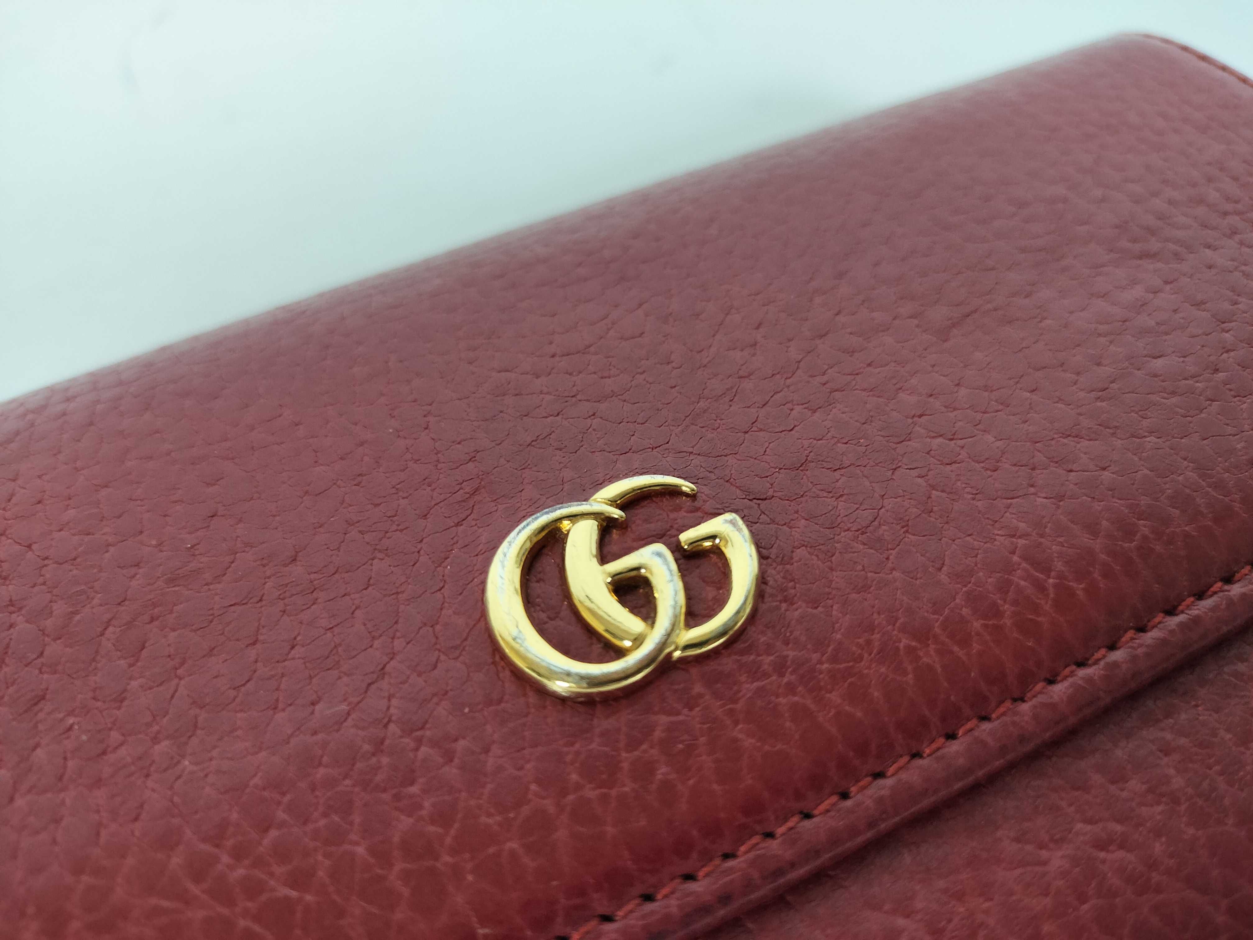 Leather Long Wallet, Red — view 7