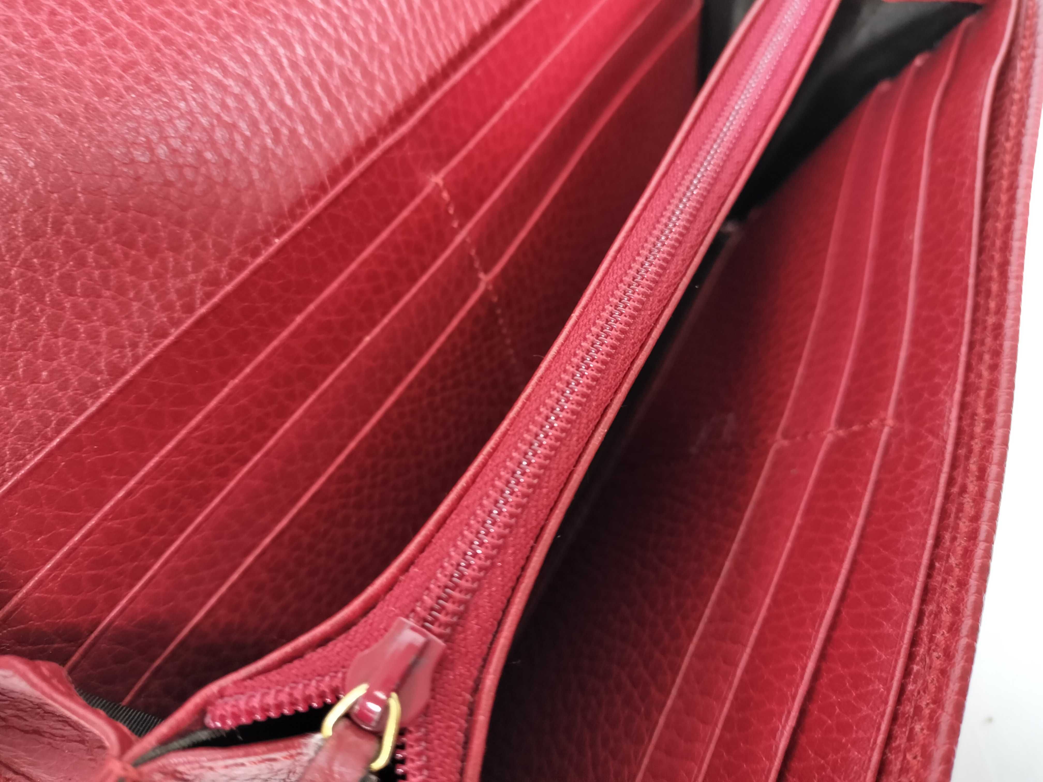 Leather Long Wallet, Red — view 8