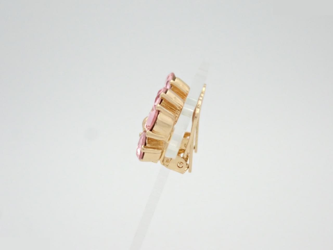 Flower Color Stone Pink Gold Earrings — view 3