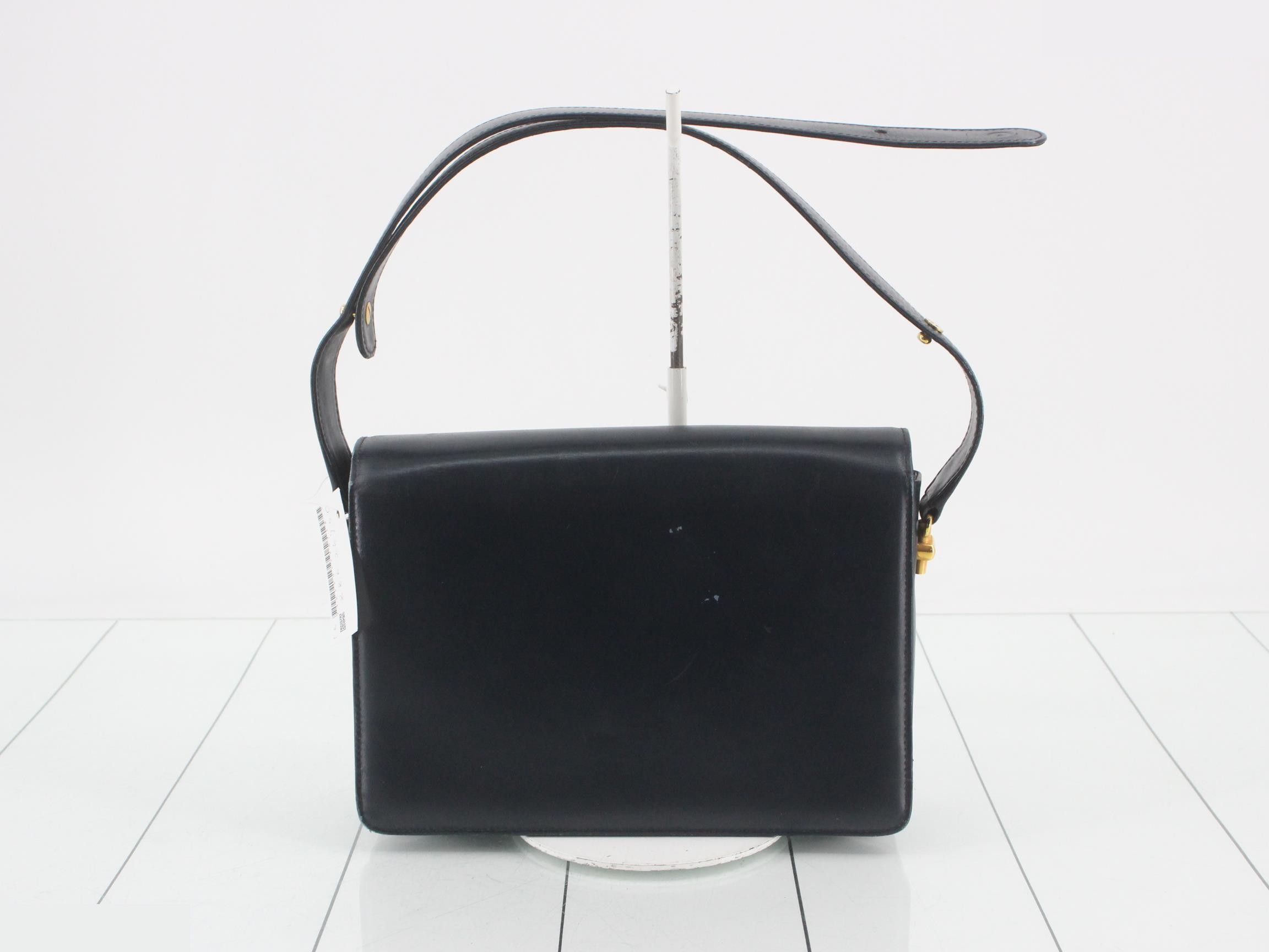 Leather semi-shoulder bag, navy — view 2