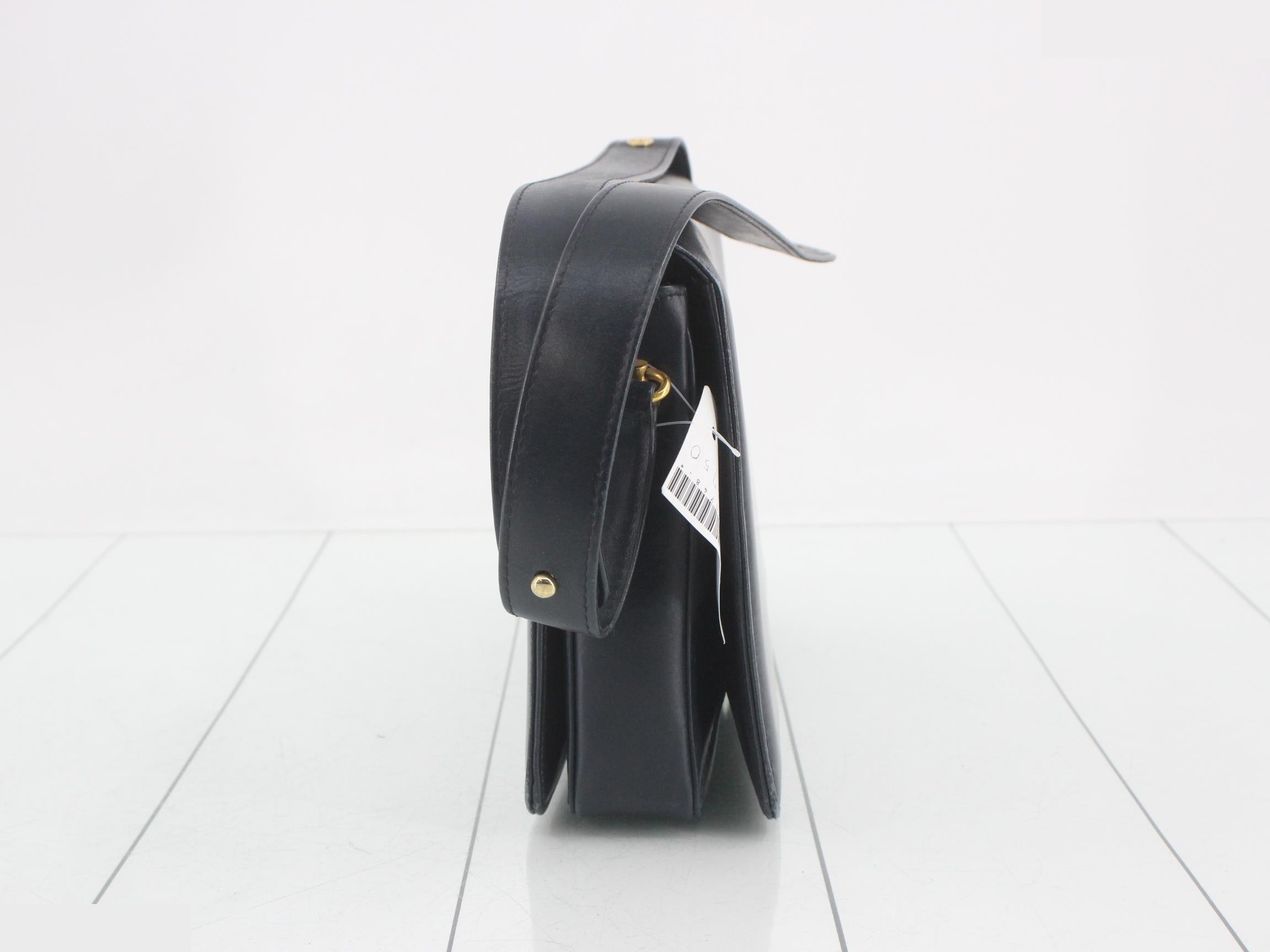 Leather semi-shoulder bag, navy — view 3