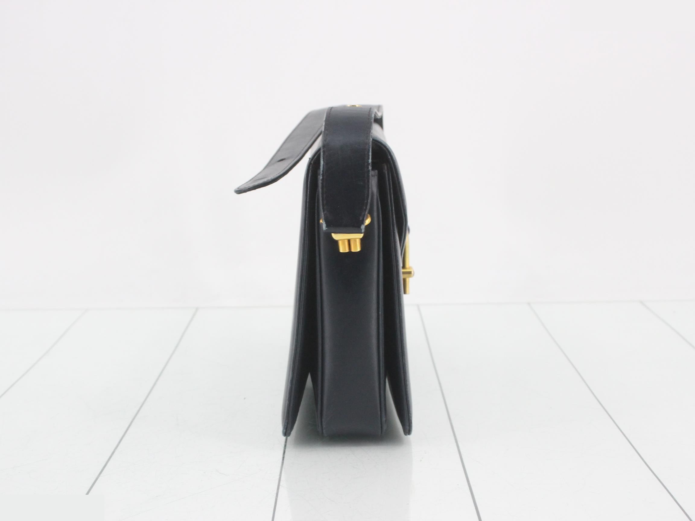 Leather semi-shoulder bag, navy — view 4