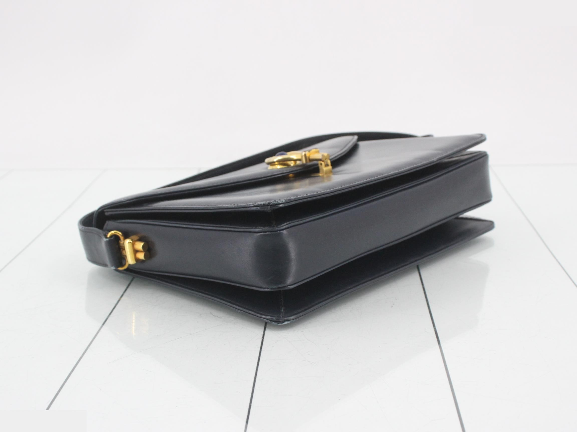Leather semi-shoulder bag, navy — view 5