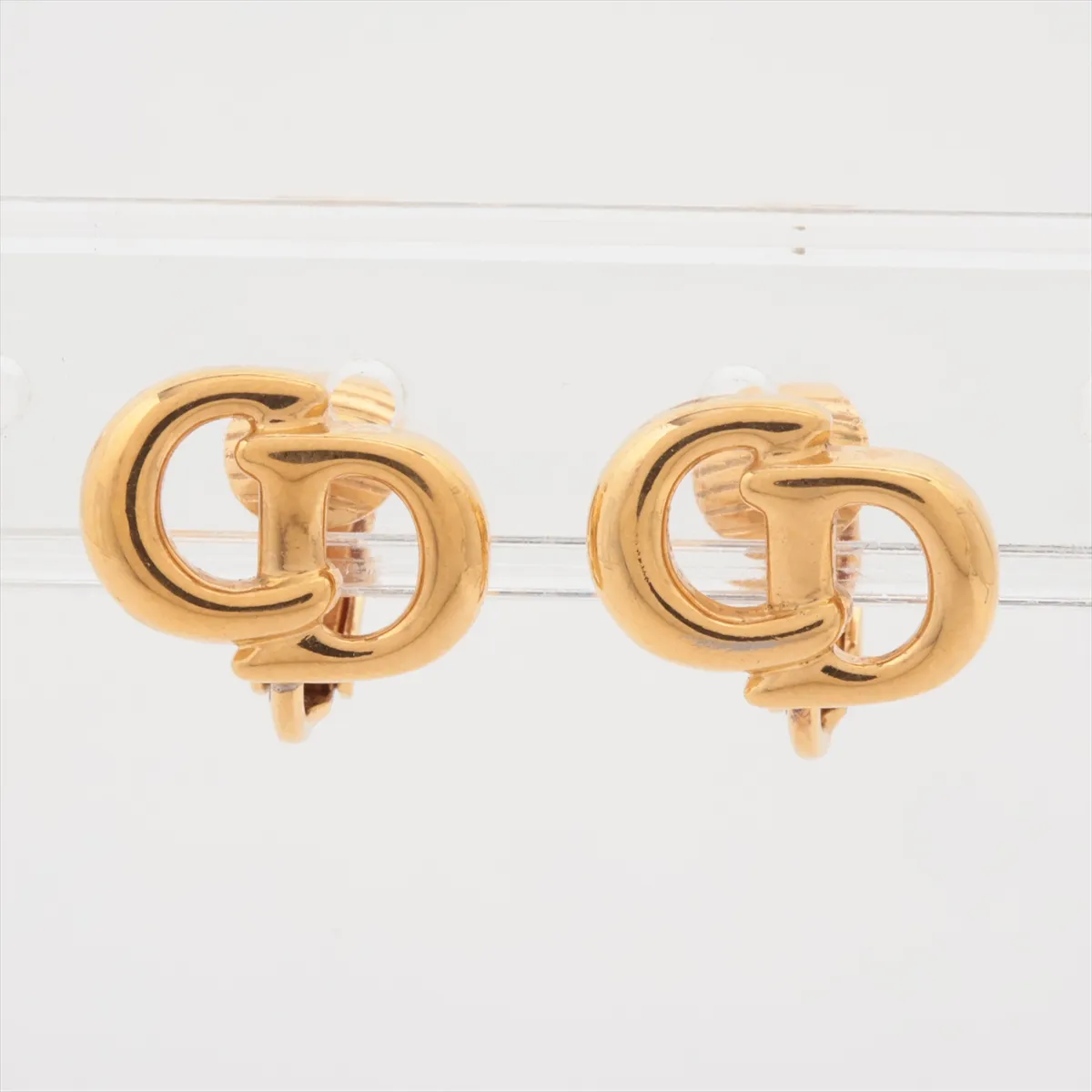 CD logo earrings (for both ears), GP gold, — view 2
