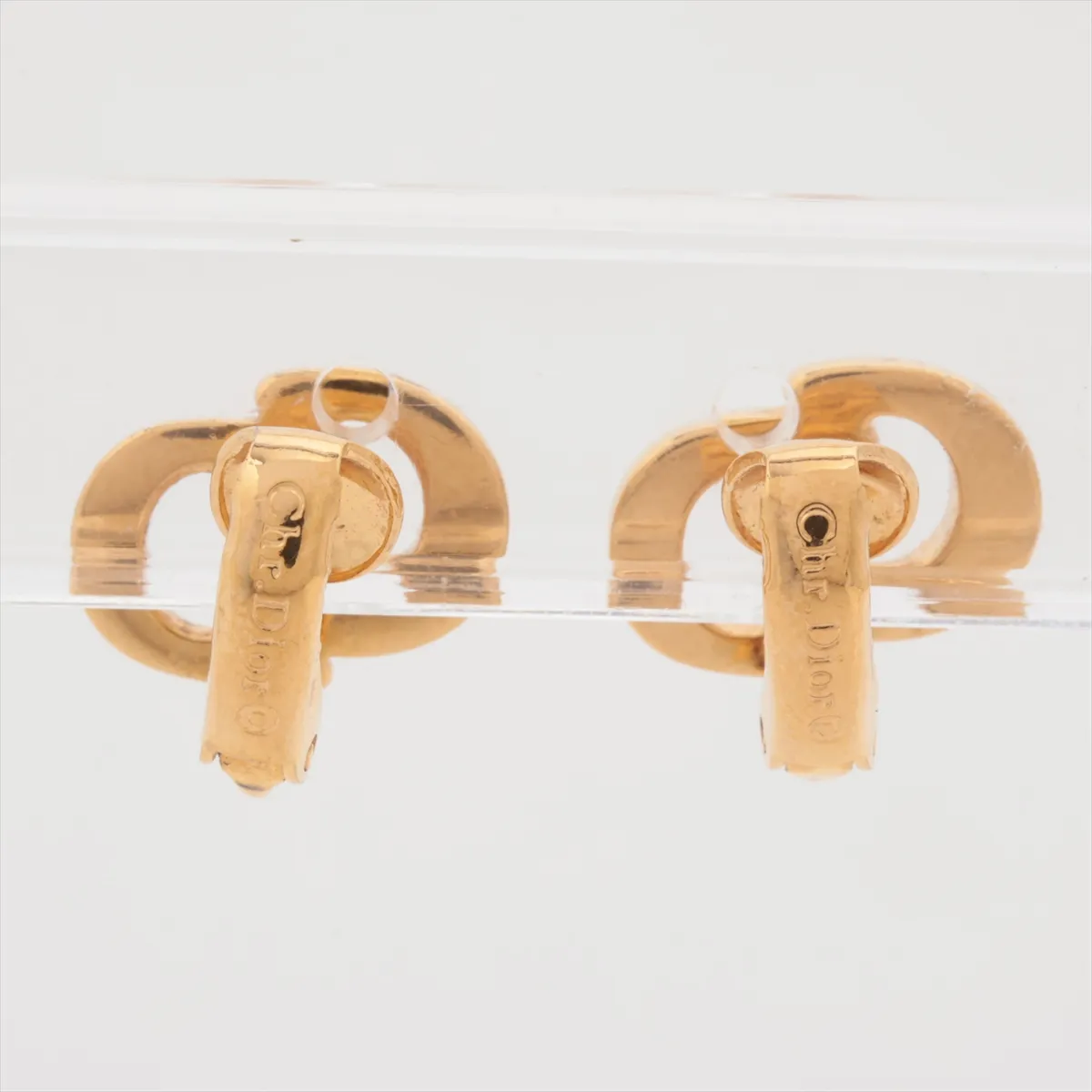 CD logo earrings (for both ears), GP gold, — view 3