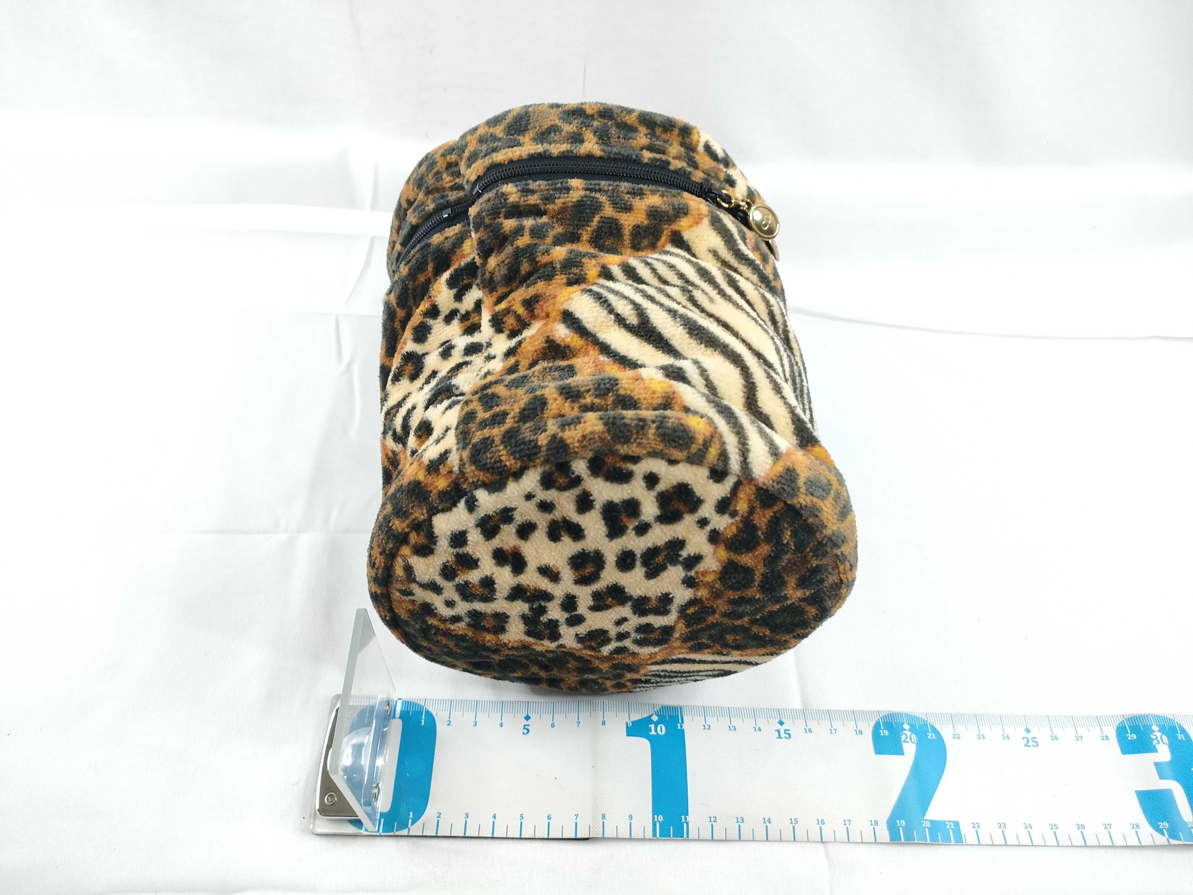 terry cloth leopard print embroidered logo CD hardware vanity bag handbag — view 2