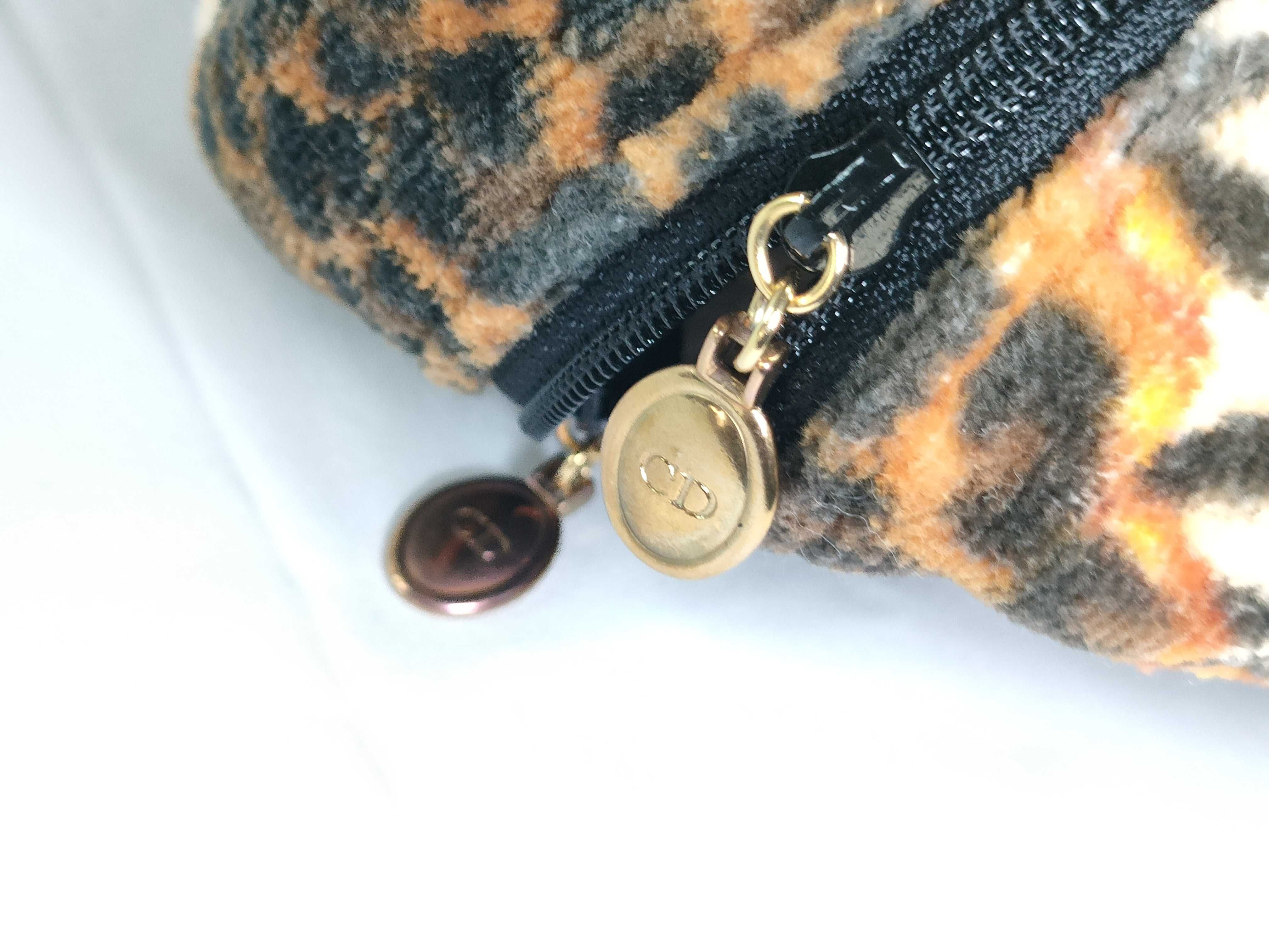 terry cloth leopard print embroidered logo CD hardware vanity bag handbag — view 12