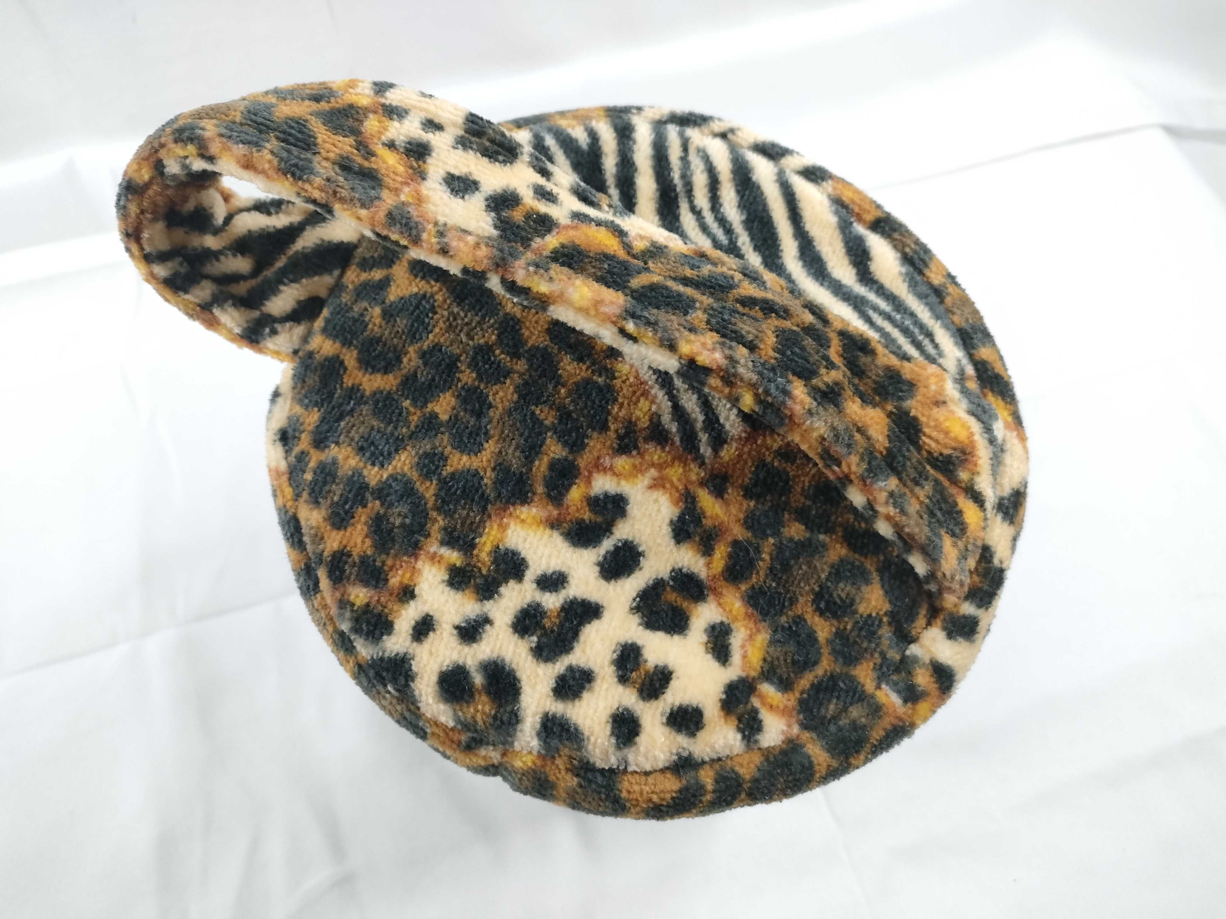 terry cloth leopard print embroidered logo CD hardware vanity bag handbag — view 6
