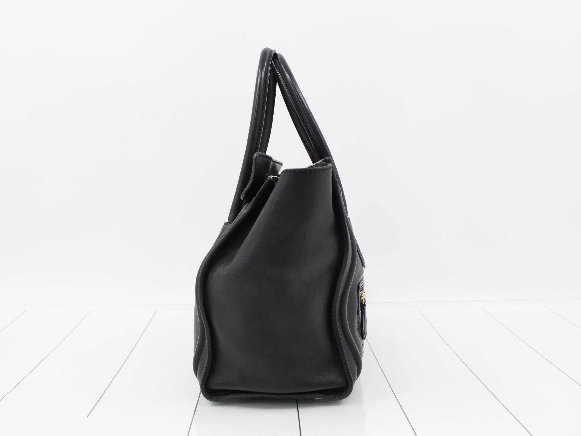 Leather Handbag, Black — view 4