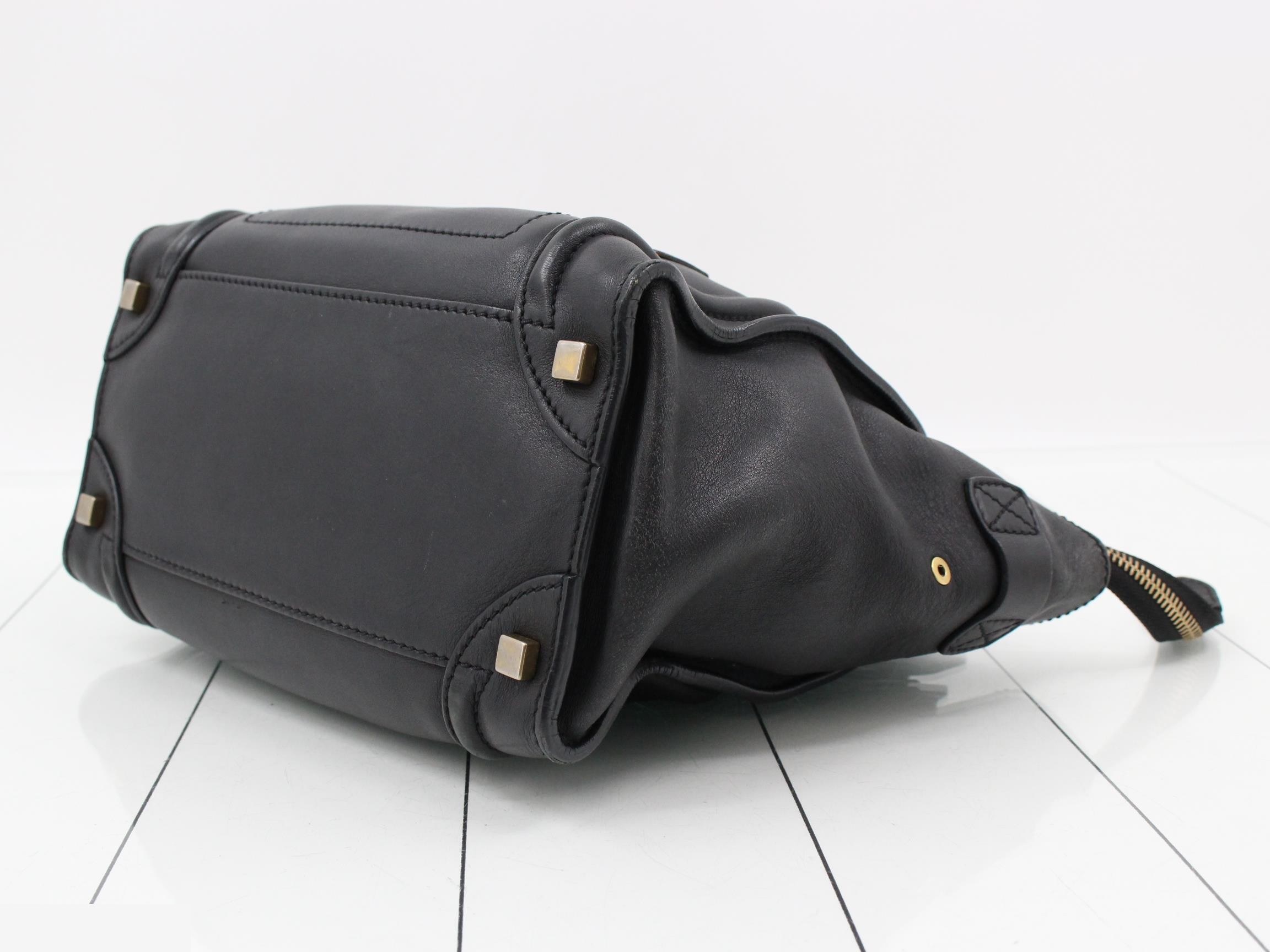 Leather Handbag, Black — view 6