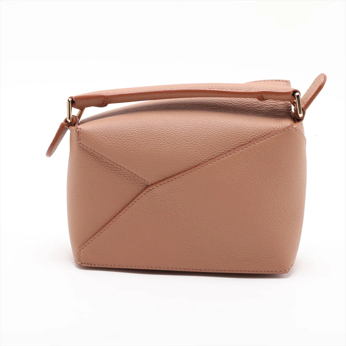Puzzle Edge Mini Leather 2-Way Handbag, Beige — view 2