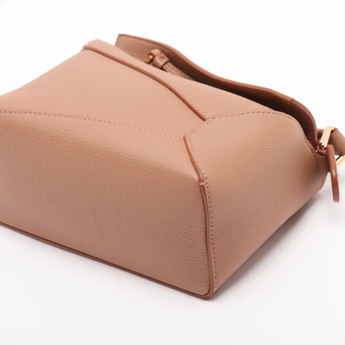 Puzzle Edge Mini Leather 2-Way Handbag, Beige — view 3
