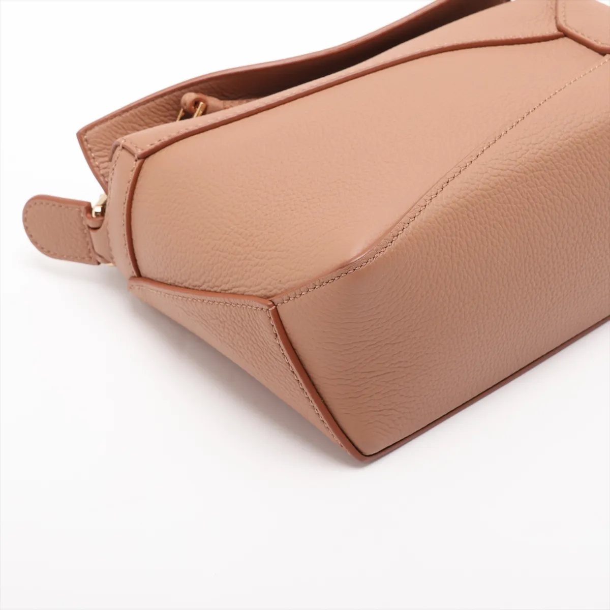 Puzzle Edge Mini Leather 2-Way Handbag, Beige — view 4