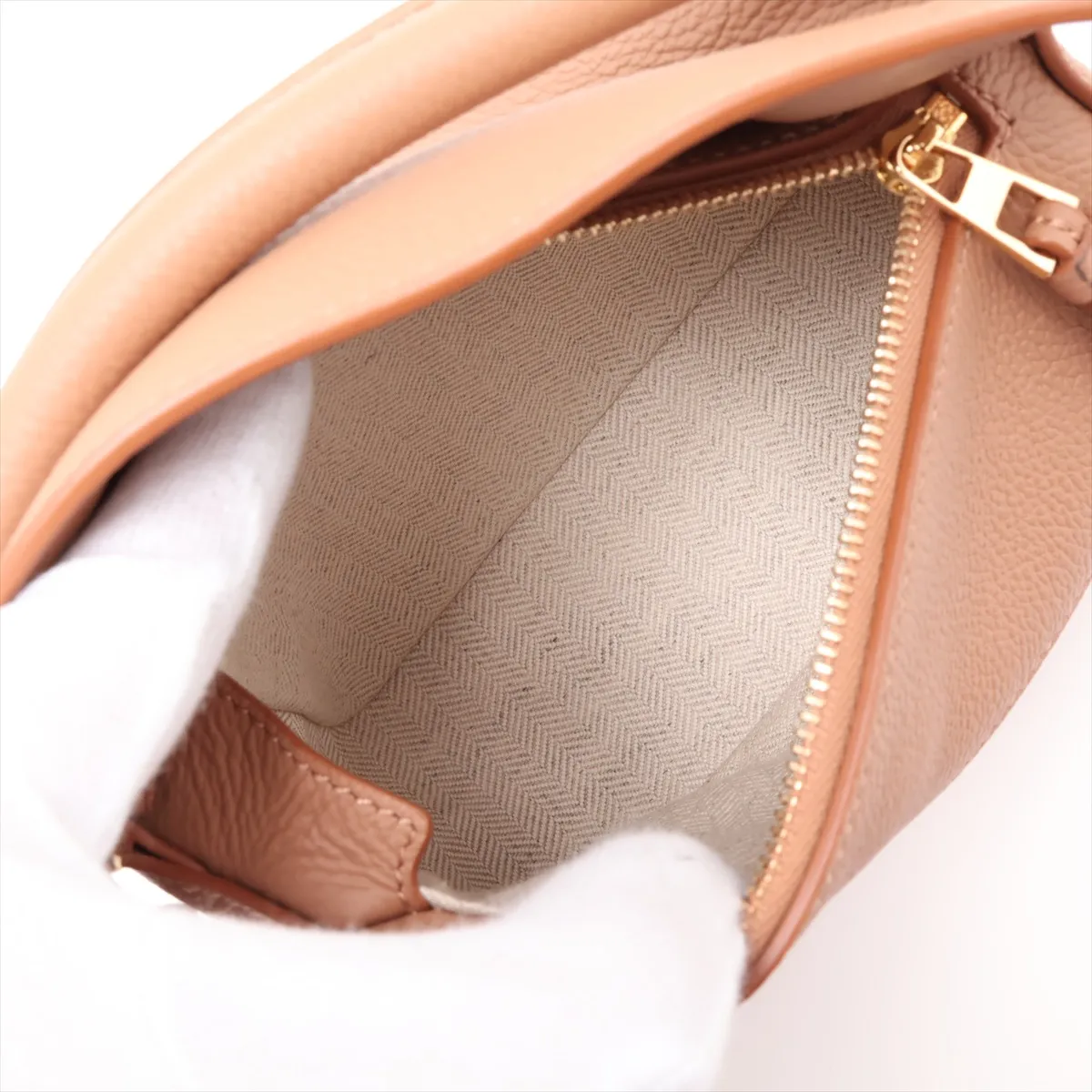 Puzzle Edge Mini Leather 2-Way Handbag, Beige — view 8