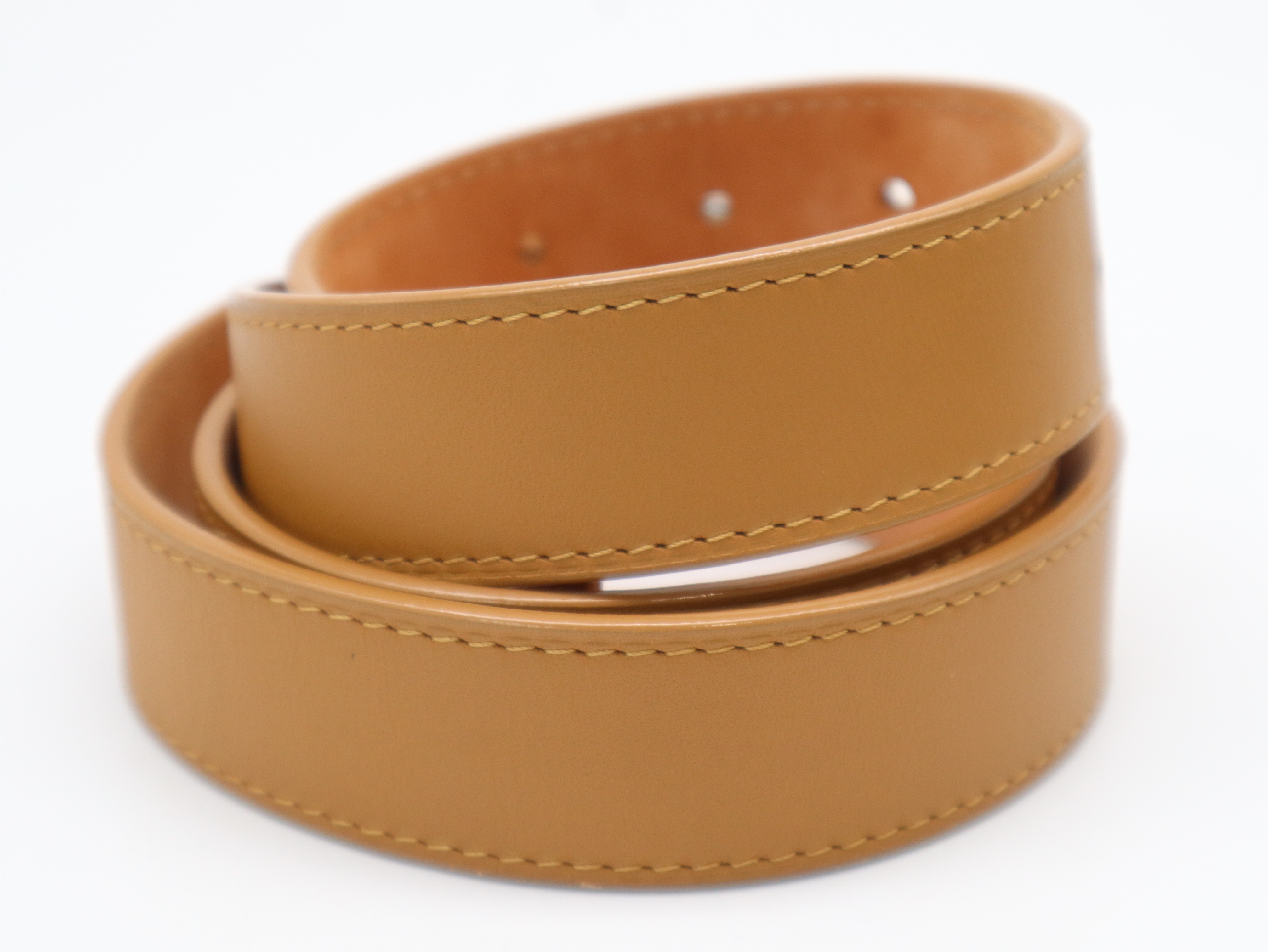 M6812 Leather Belt - Sand Beige, Size 95/38 — view 2