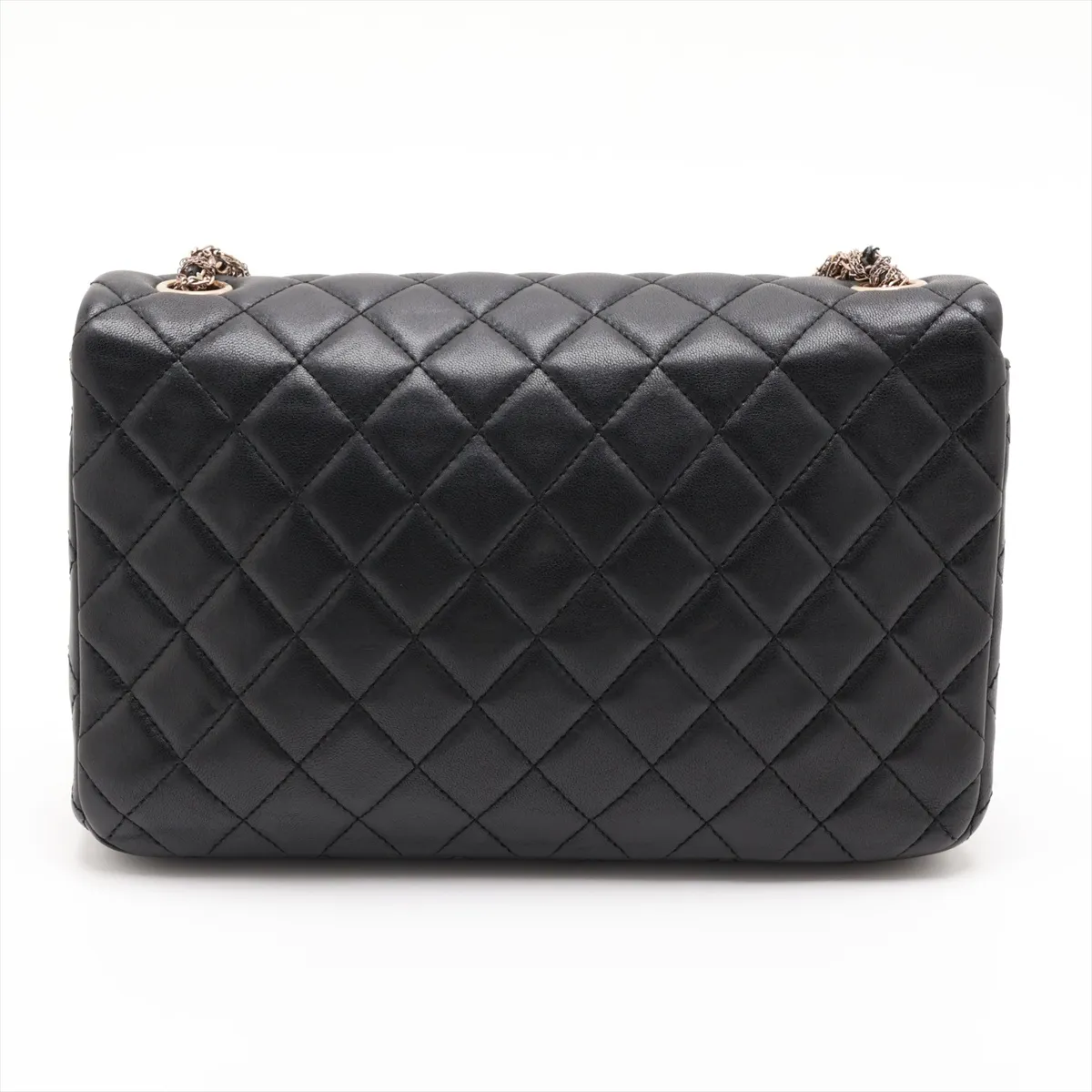 Matelassé Lambskin Single Flap Single Chain Bag, Pearl Black with Gold Hardware, 20335063 (Serial Number in the 20s) — view 2