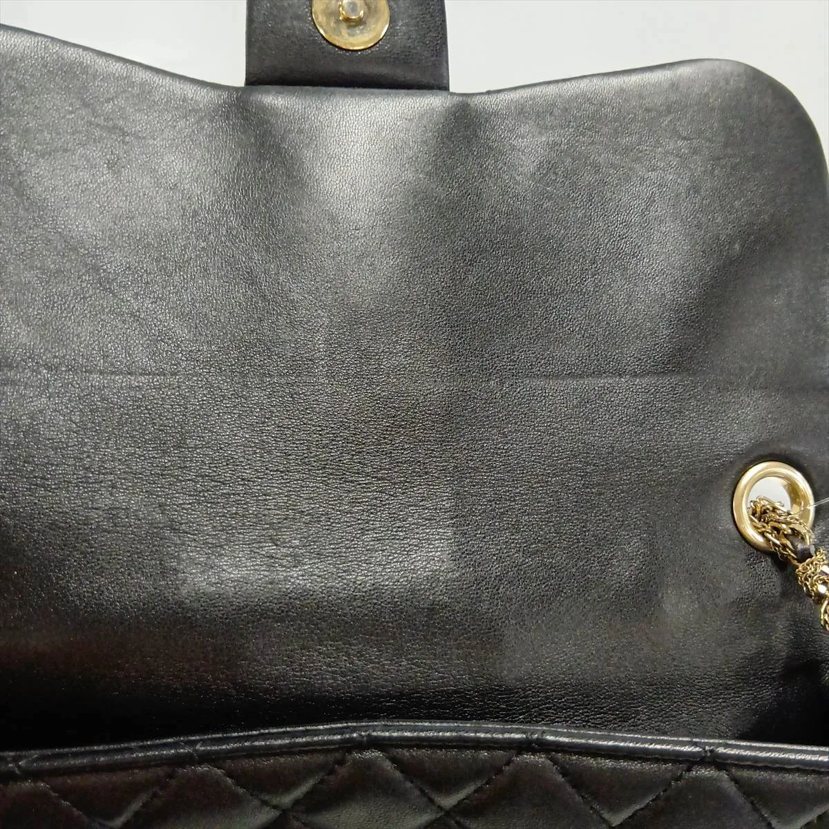Matelassé Lambskin Single Flap Single Chain Bag, Pearl Black with Gold Hardware, 20335063 (Serial Number in the 20s) — view 12
