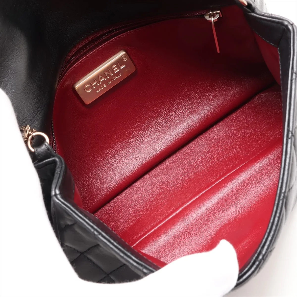Matelassé Lambskin Single Flap Single Chain Bag, Pearl Black with Gold Hardware, 20335063 (Serial Number in the 20s) — view 6