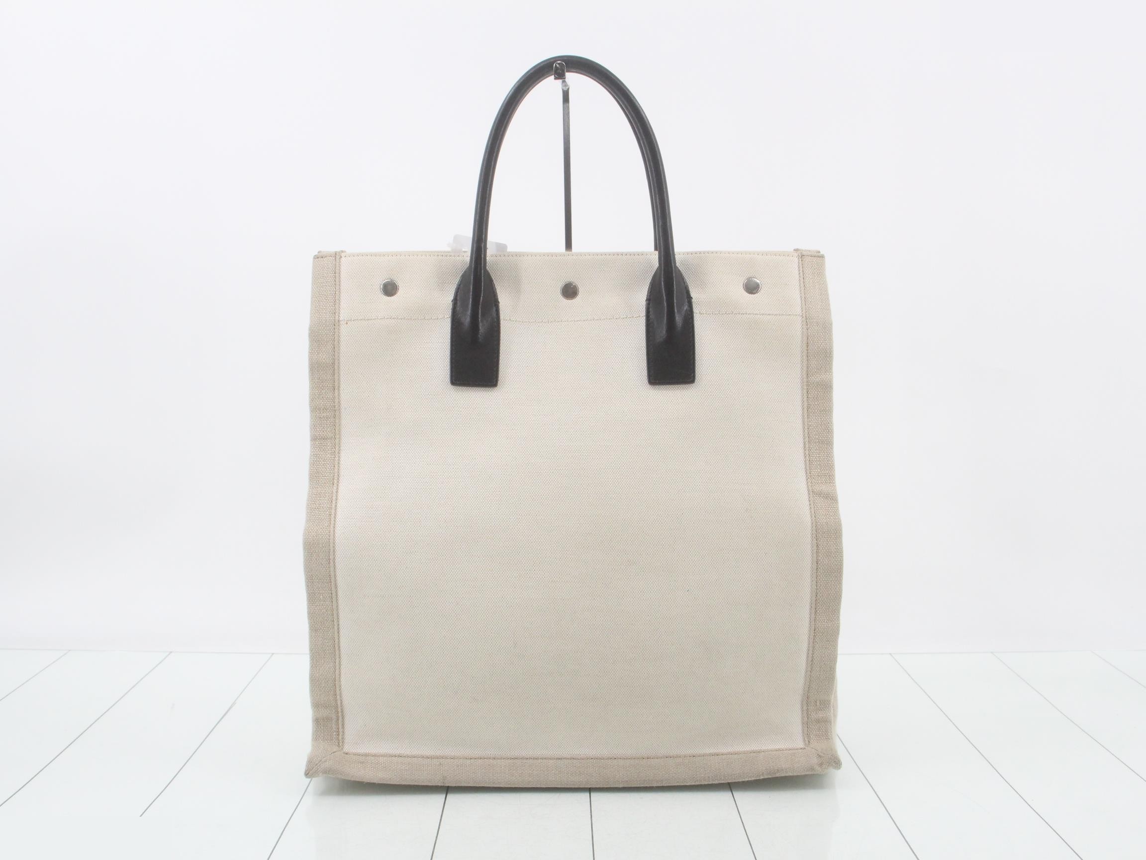 Rive Gauche Tote Bag, Canvas, Black/White — view 2