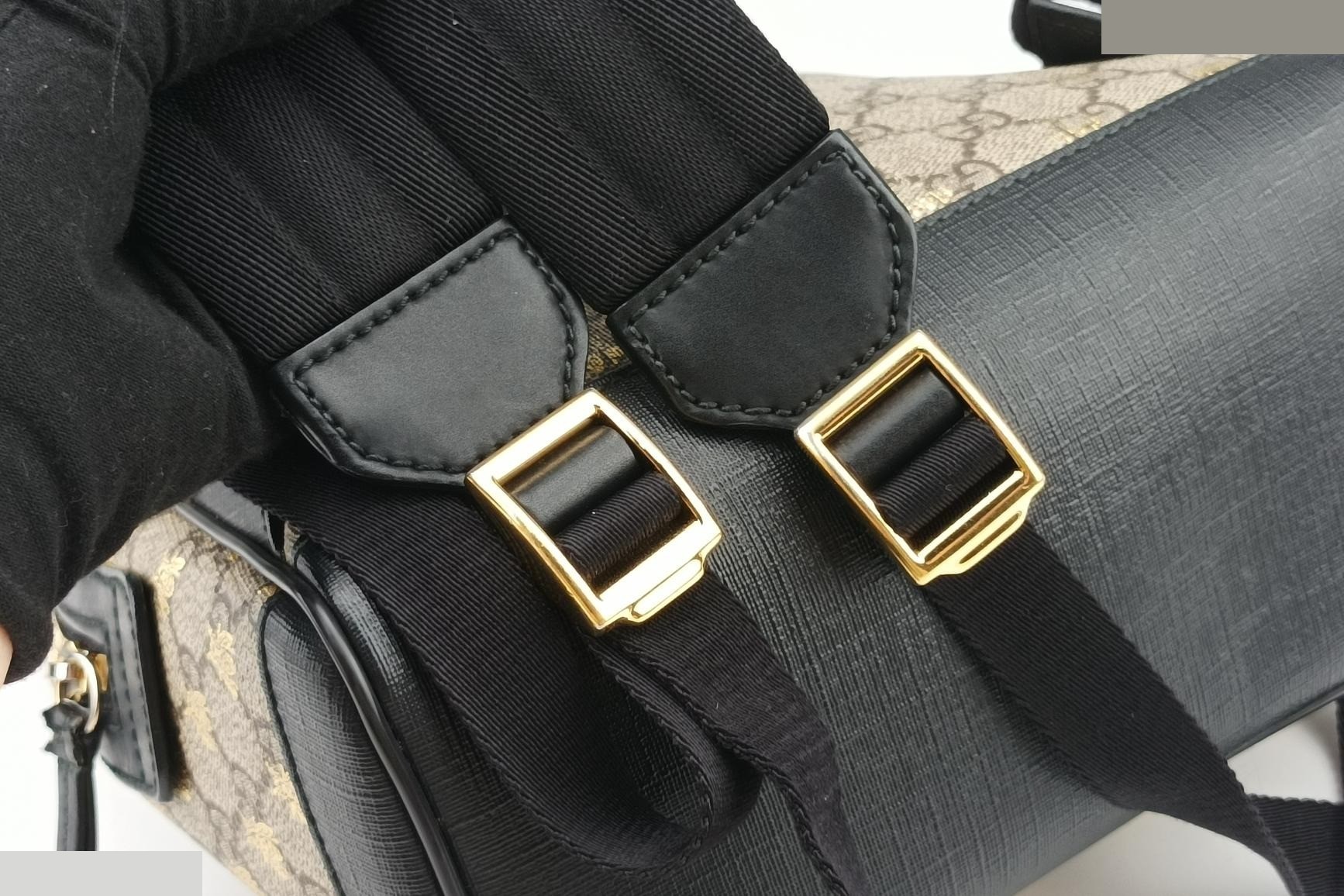 GG Supreme Bee PVC Coated Canvas x Leather Beige x Black — view 11